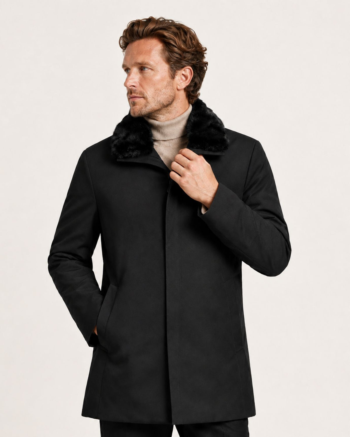 High-end Coat Mid-Length Mink-Lined Parka with Fur Collar