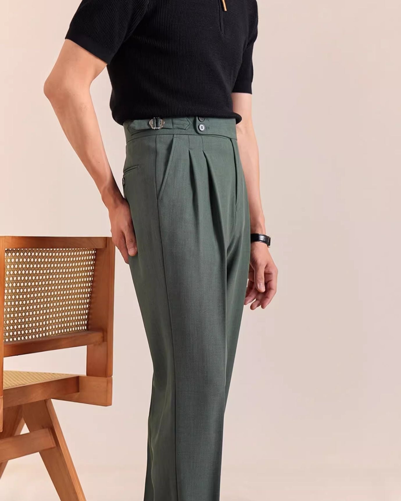 Marbella Trousers Double Pleat Naples Retro Green
