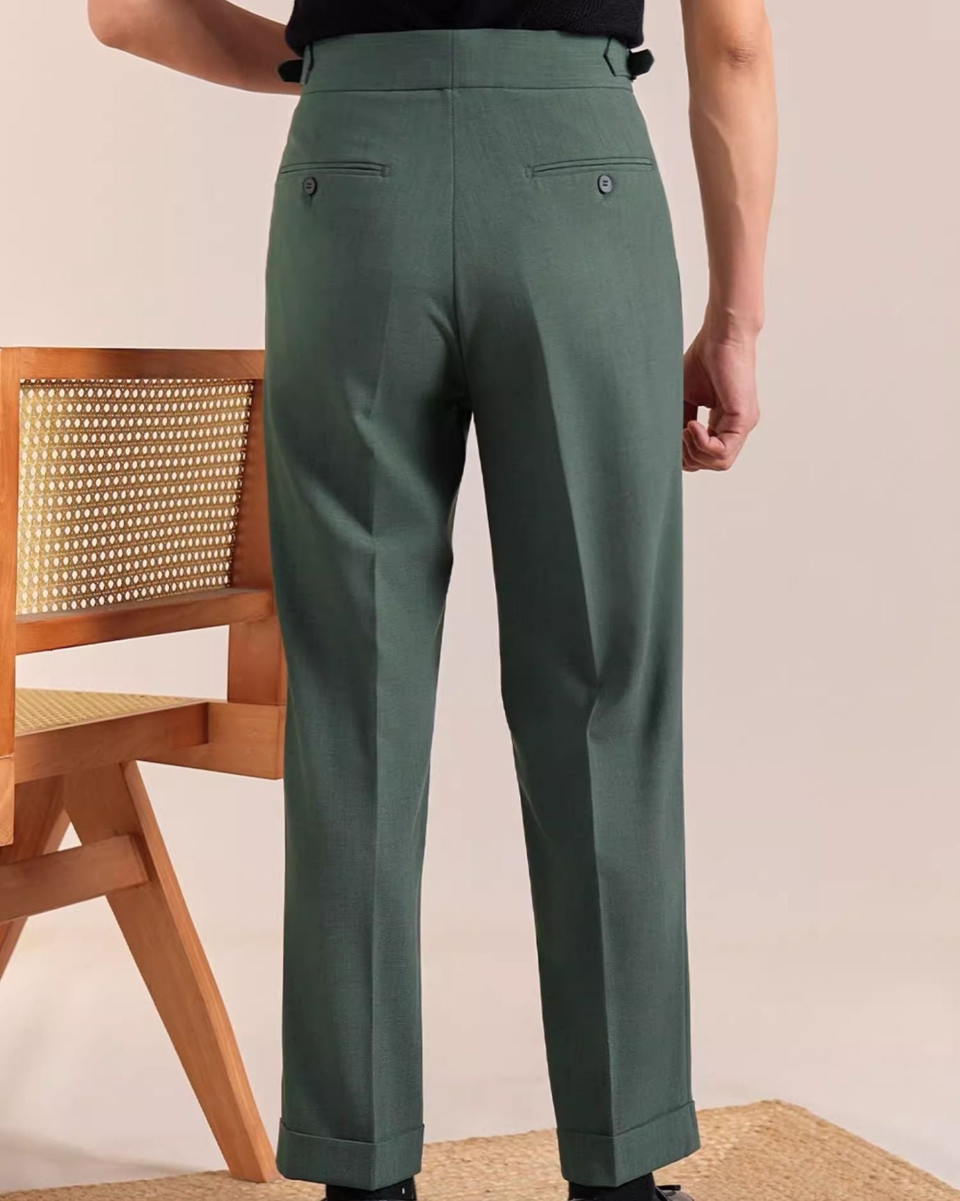 Back view of Marbella Trousers Double Pleat Naples with clean lines.