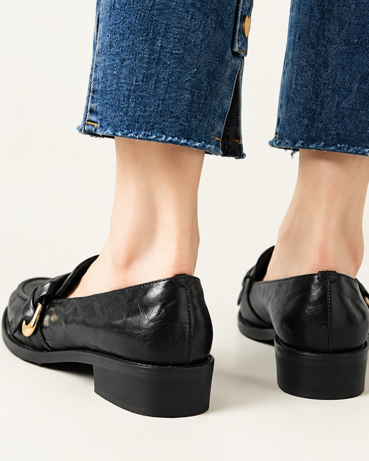 Ny Soft Lambskin Block Mid-Heel Loafers
