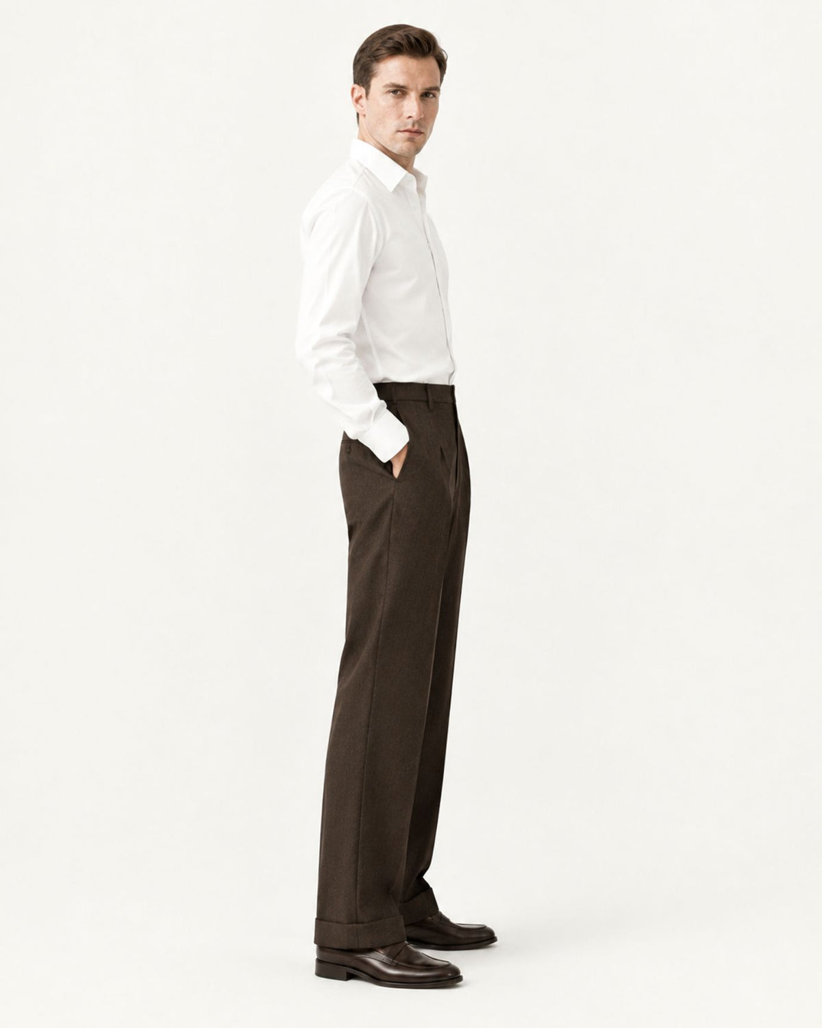 Wide-Leg Hollywood Waist Trousers