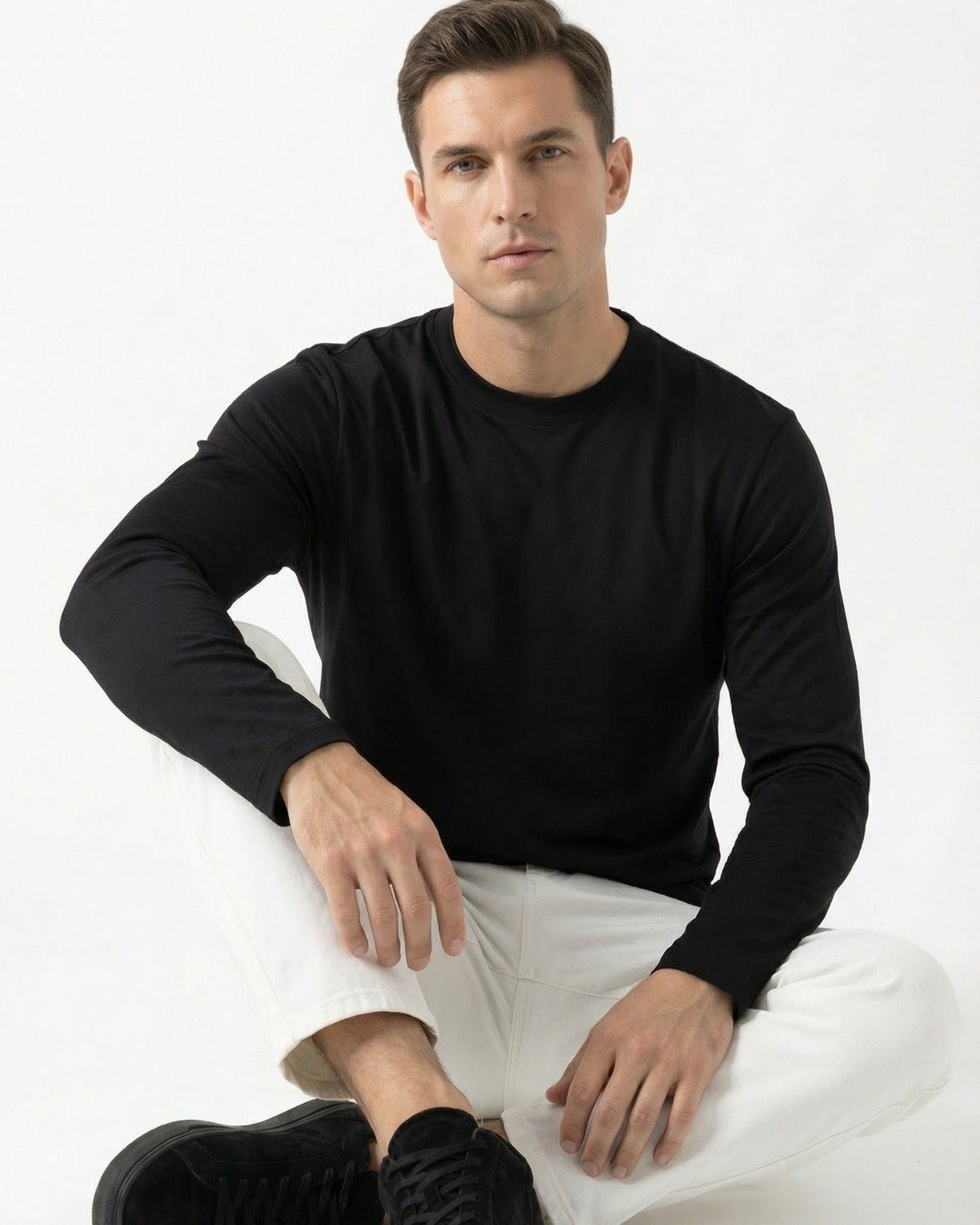 High-End Double Mercerized Lyocell Cotton Long Sleeve T-Shirt