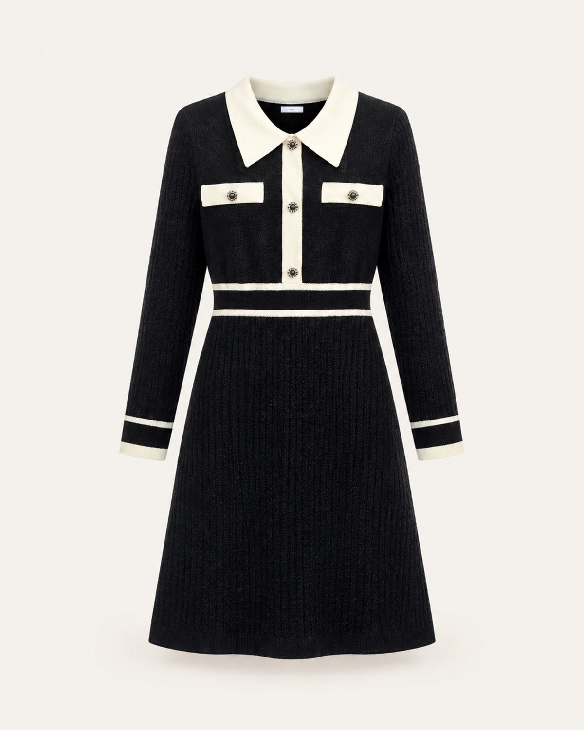 Kimberly Belted Slim-Fit Black Knit Dress