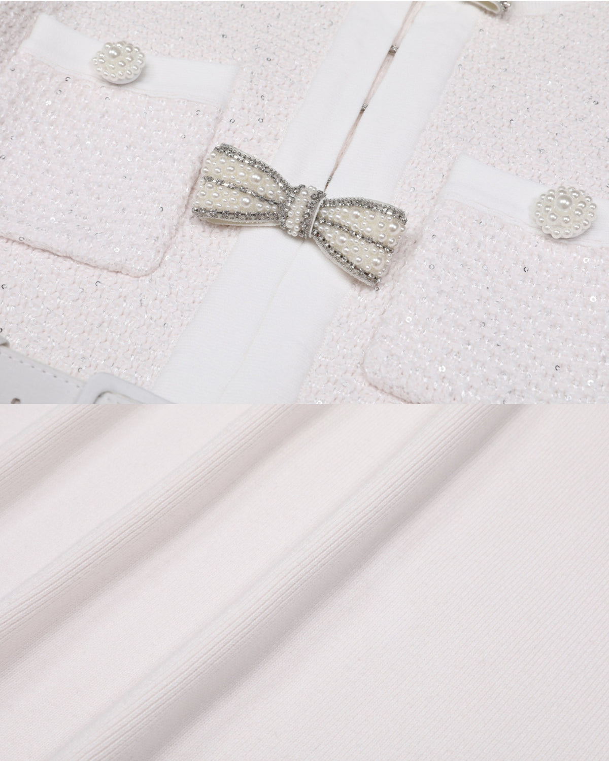 Mary Beaded Belt Slimming Top Knitwear + Skirt