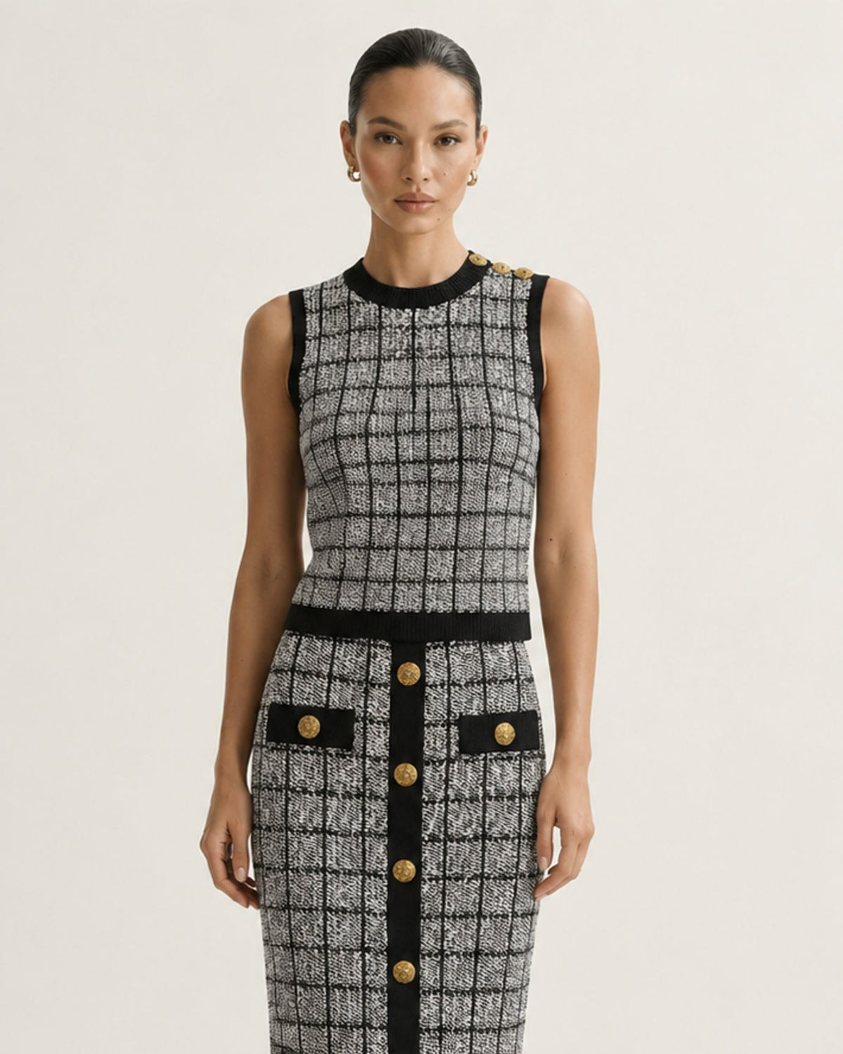 Rosy 3-Piece Plaid Skirt Set