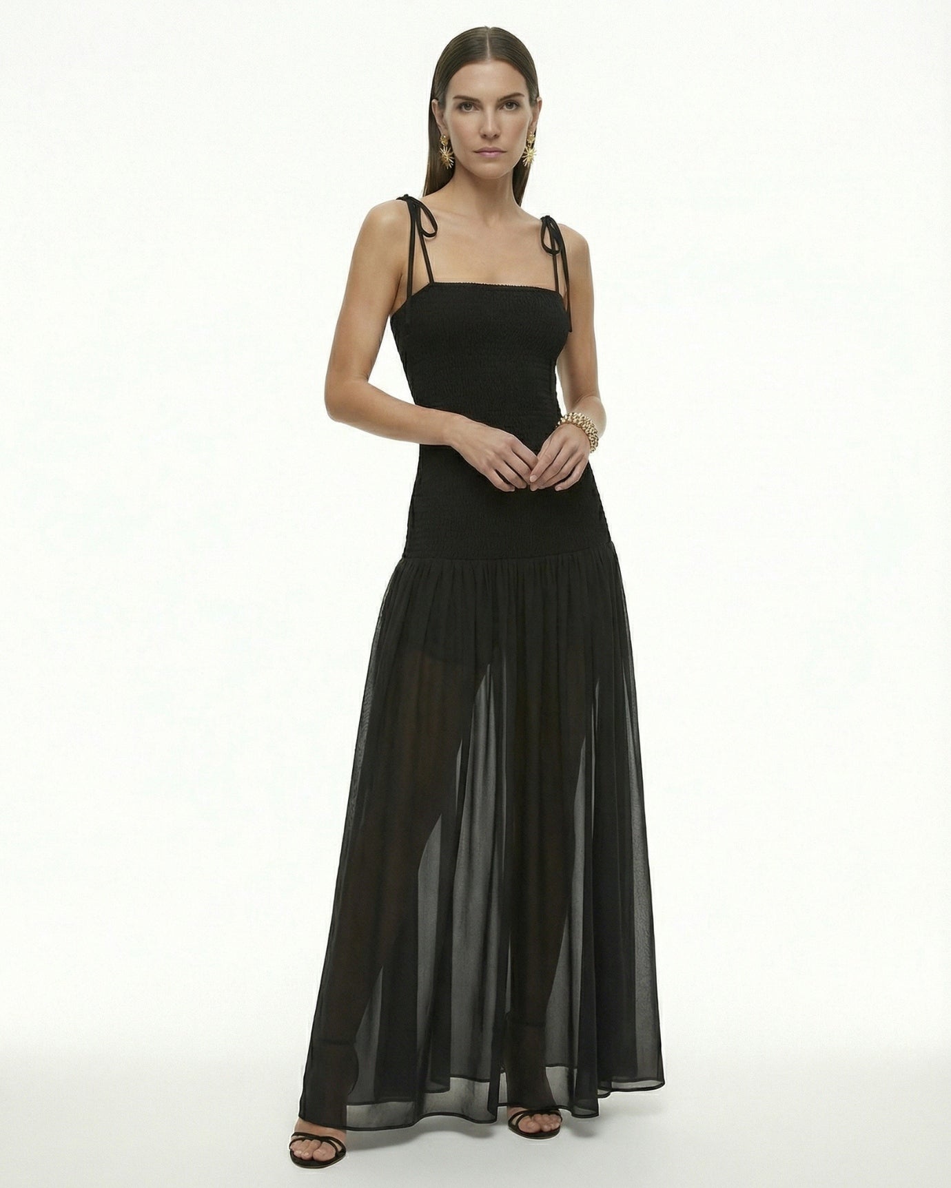Sleeveless Suspender Pleated Long Skirt Dress