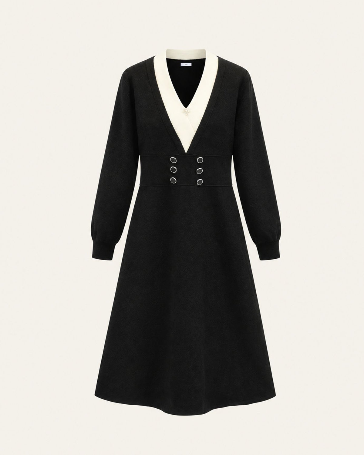 Lina Long-Sleeve High-Waisted A-Line Sweater Dress