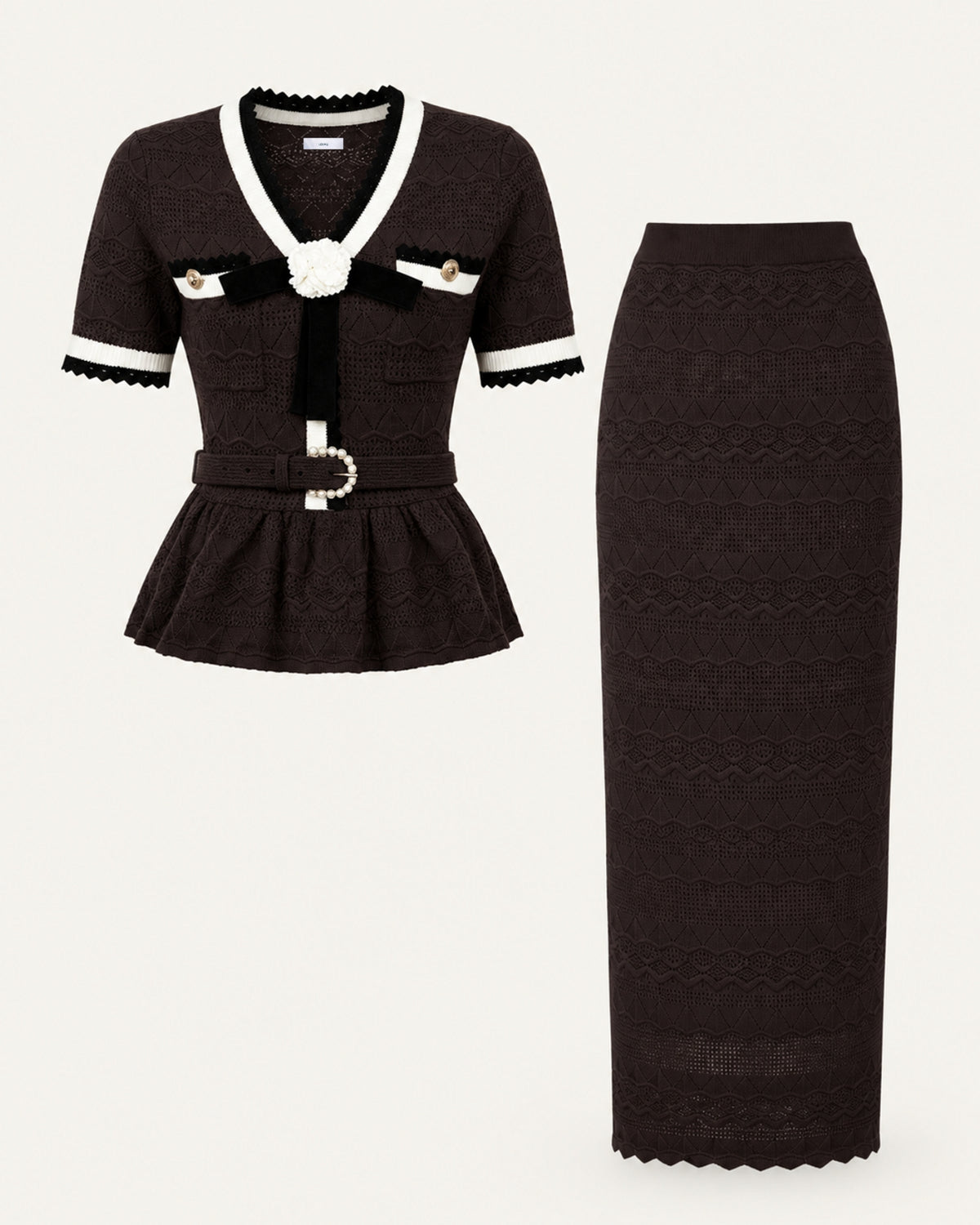 Diva Slim-Fit Knit Crewneck Set Top & Skirt