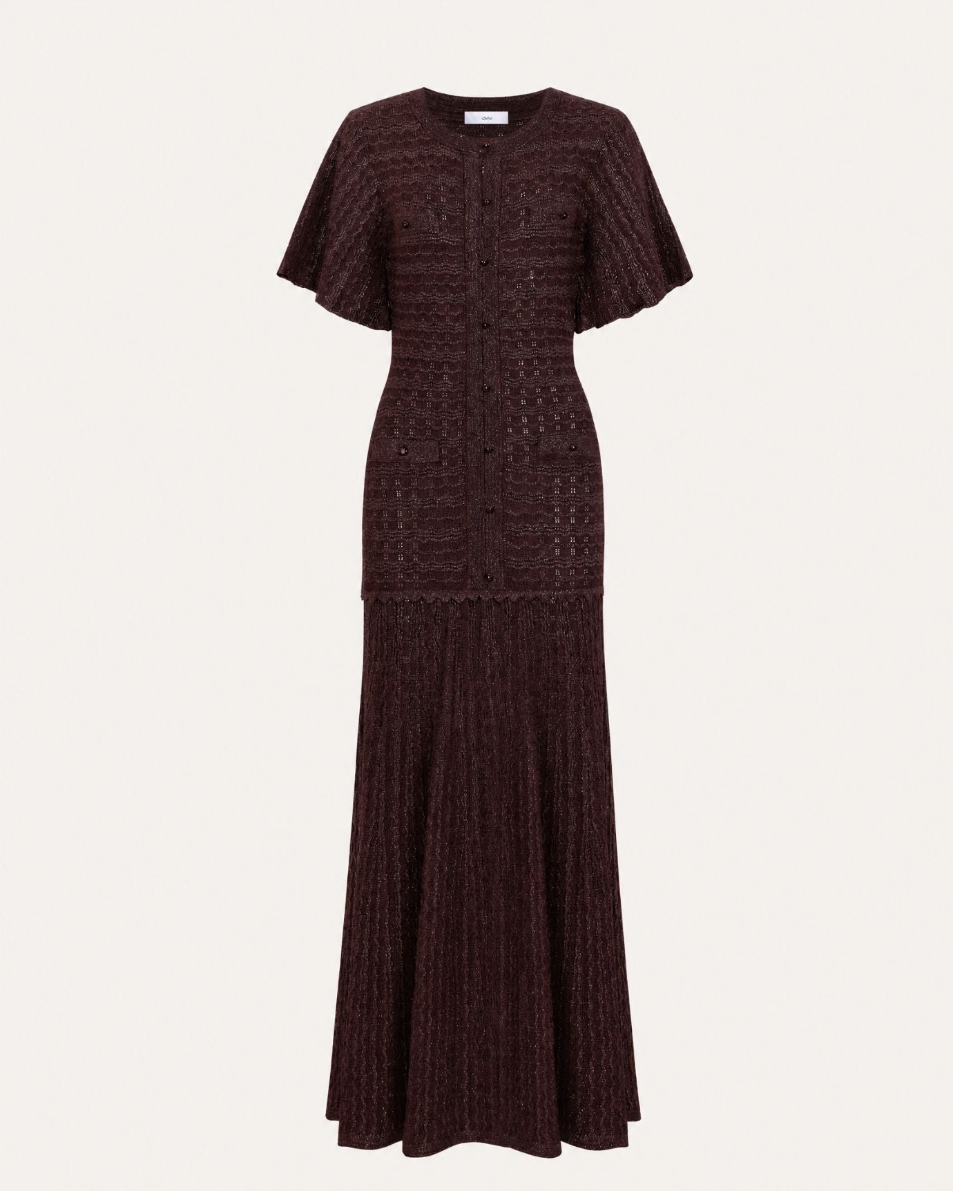 Anna Rhinestone Short-Sleeve Round-Neck Celebrity Dress