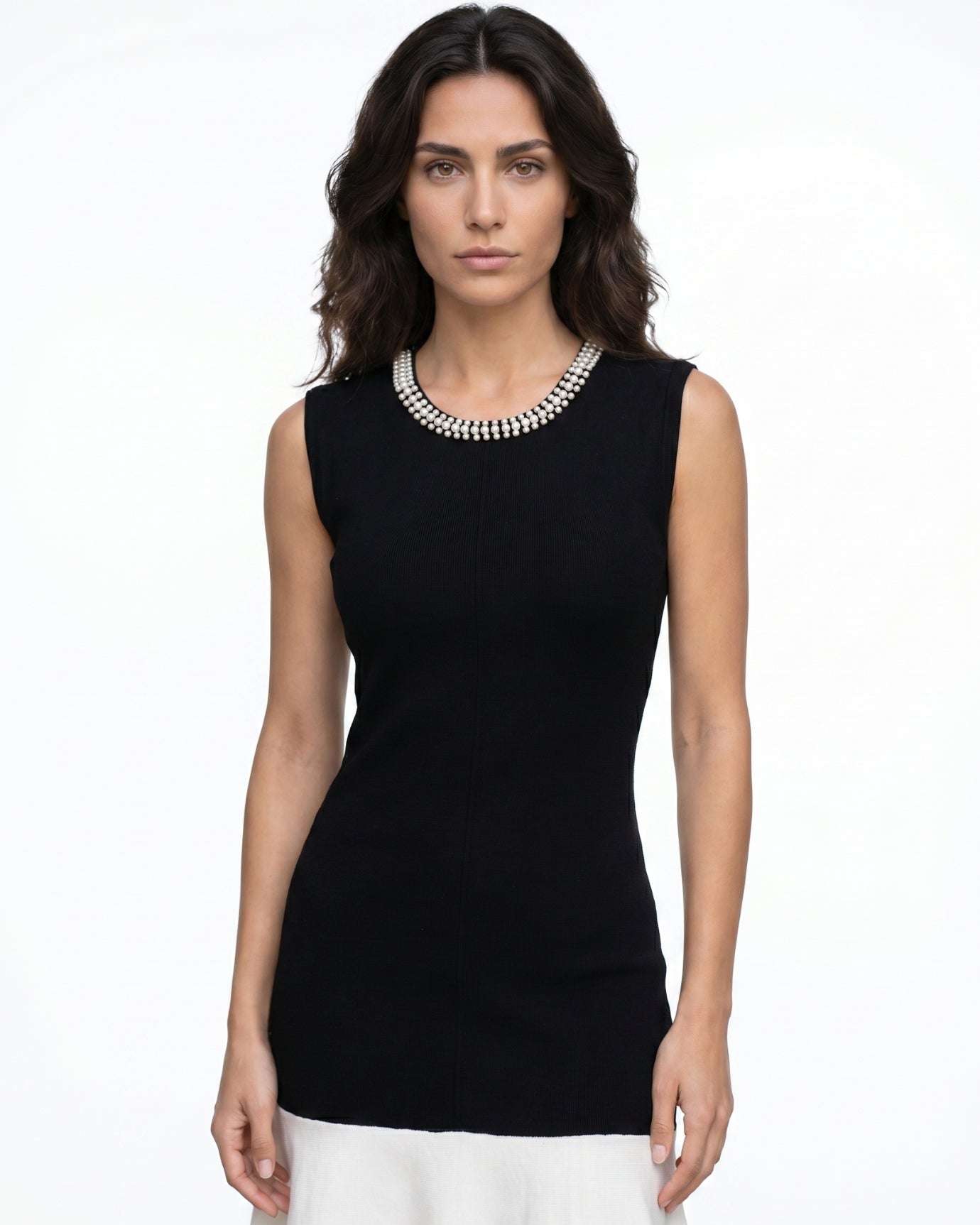 Knitted Dress Fishtail Skirt Black & White