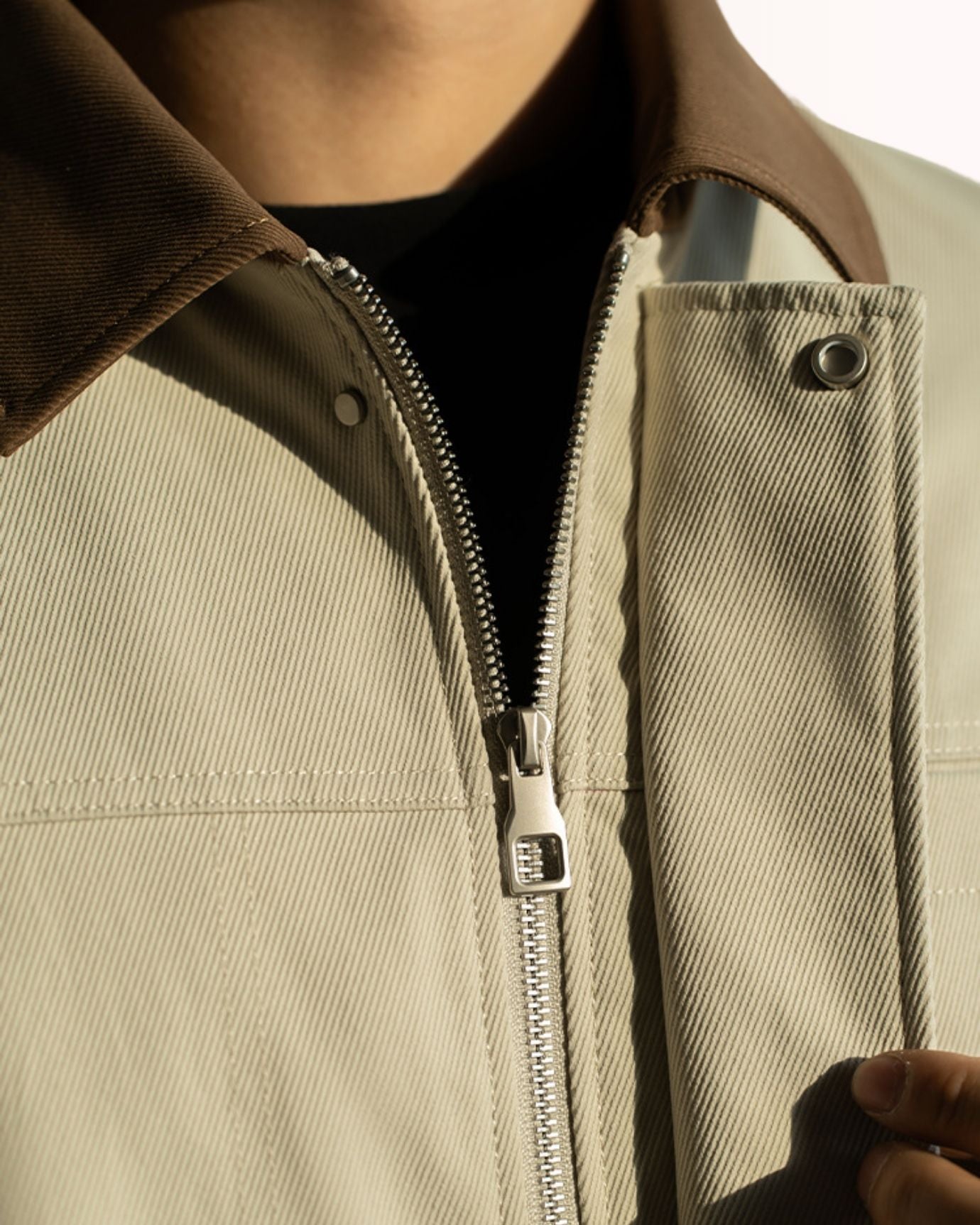 Lovau Contrast Jacket Beige Brown