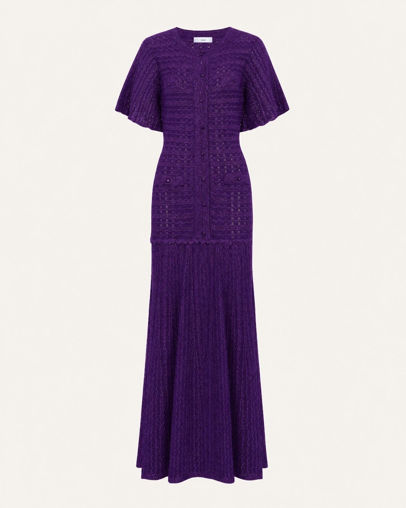 Anna Rhinestone Short-Sleeve Round-Neck Celebrity Dress