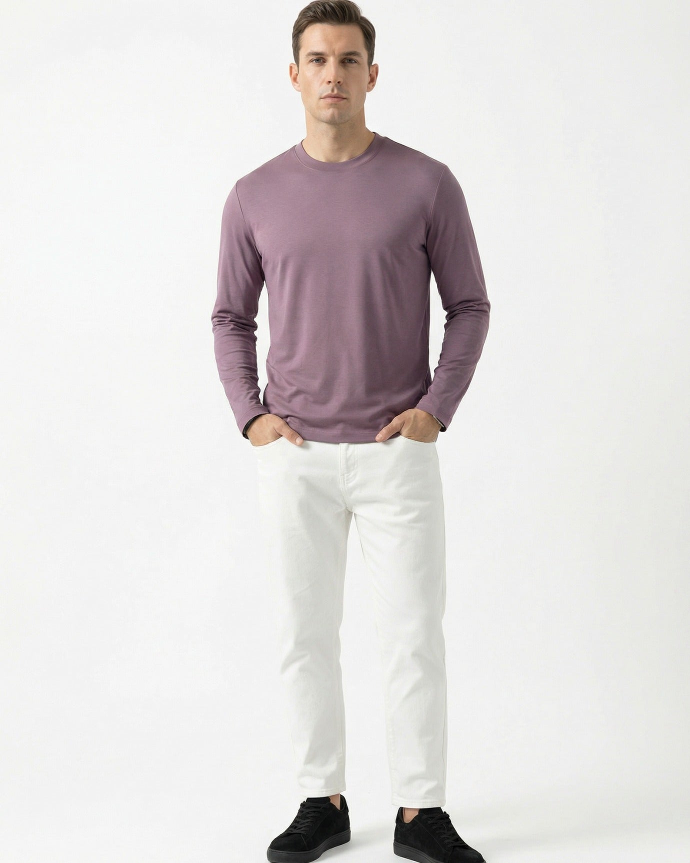 High-End Double Mercerized Lyocell Cotton Long Sleeve T-Shirt