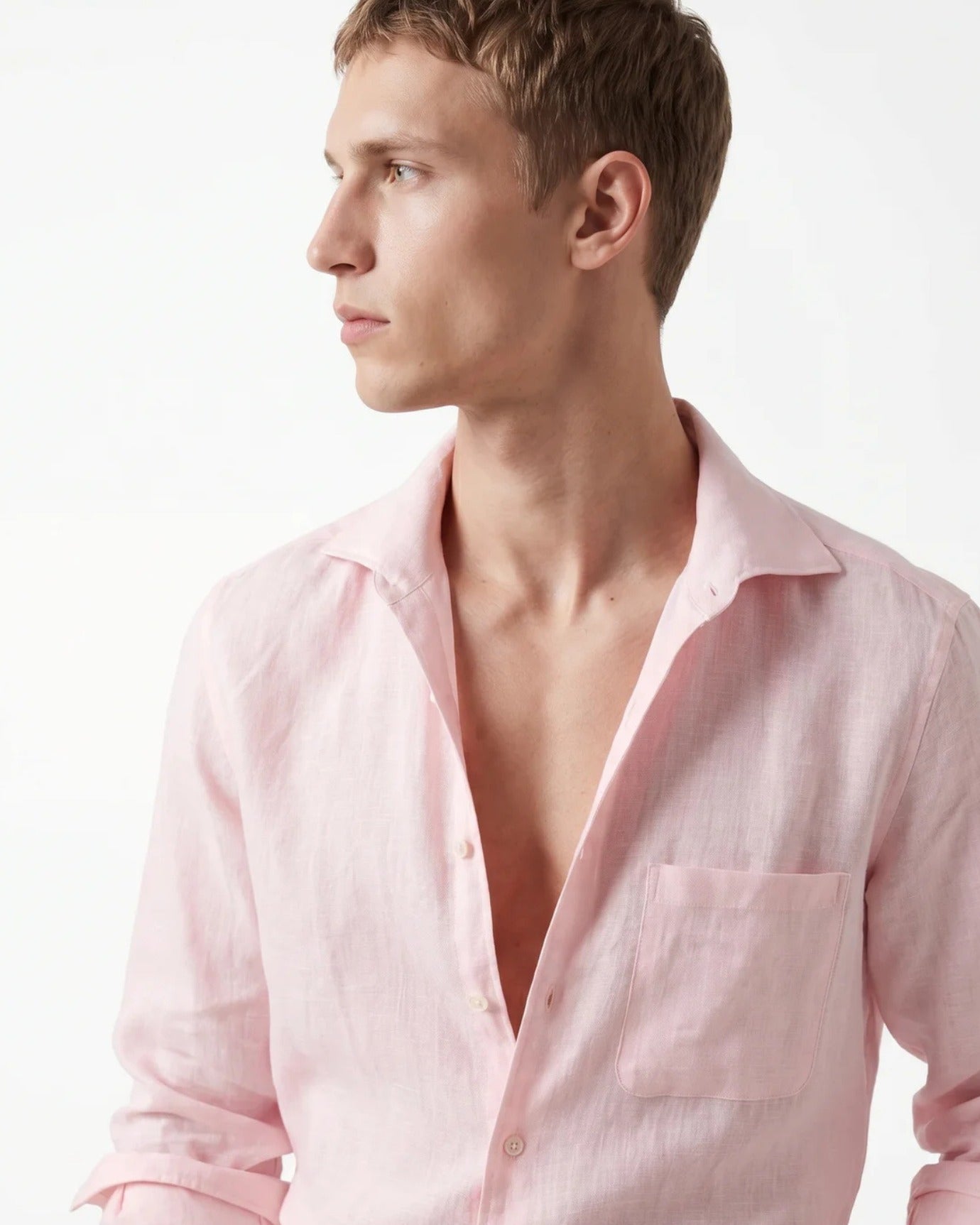 Contemporary Light Pink Linen Shirt