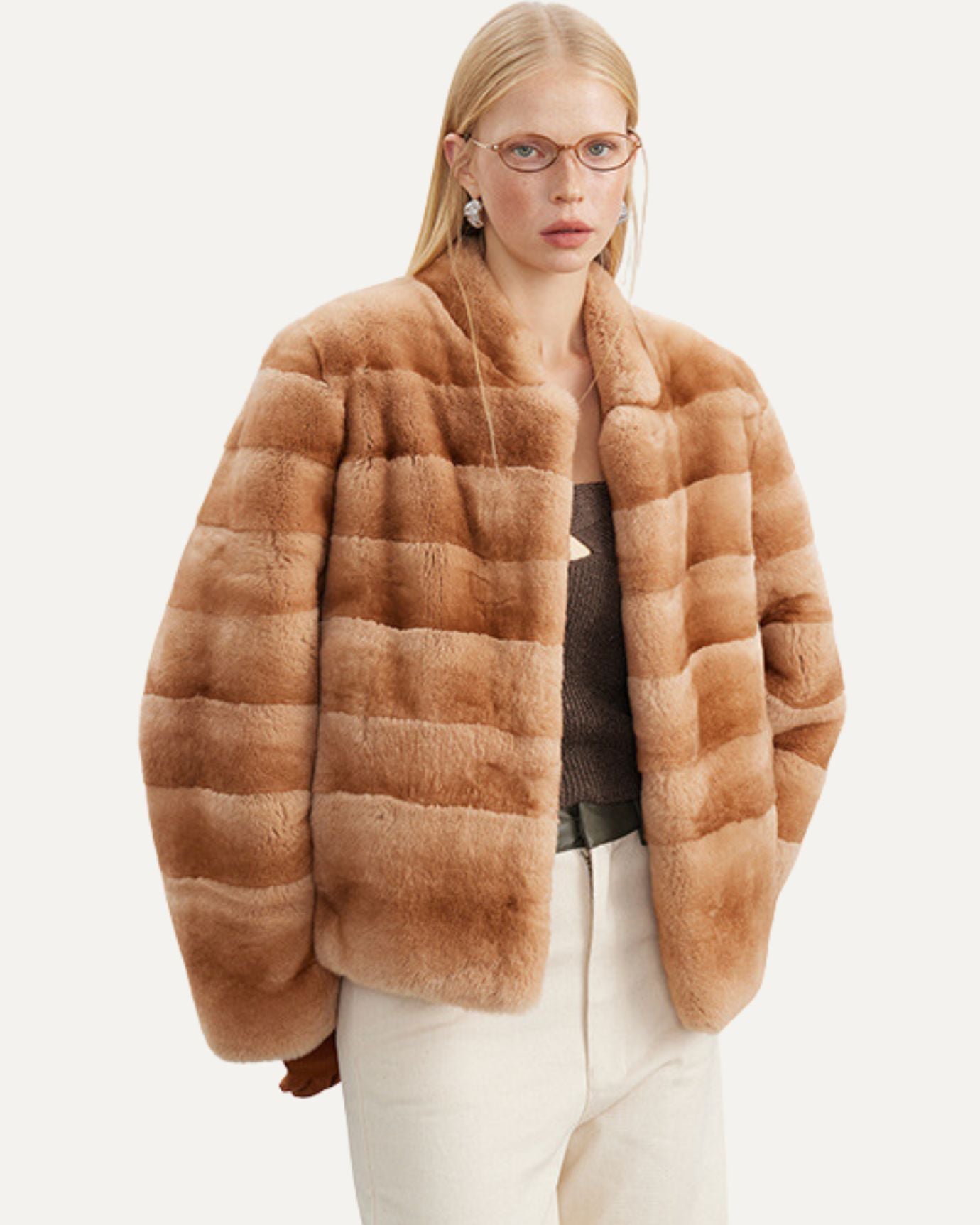 Lovau x Sense Rabbit Fur Coat Desert Yellow