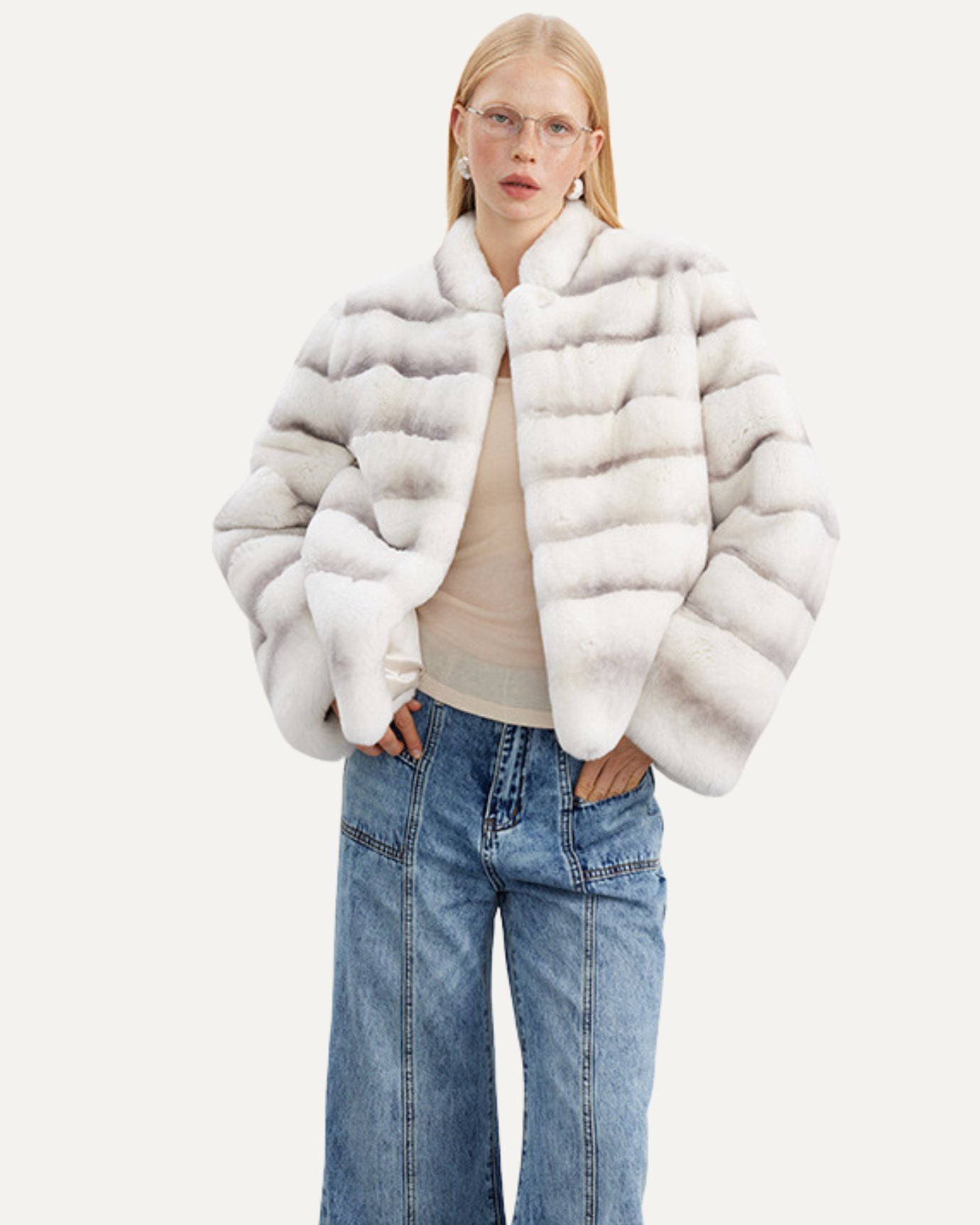 Lovau x Sense Rabbit Fur Coat White