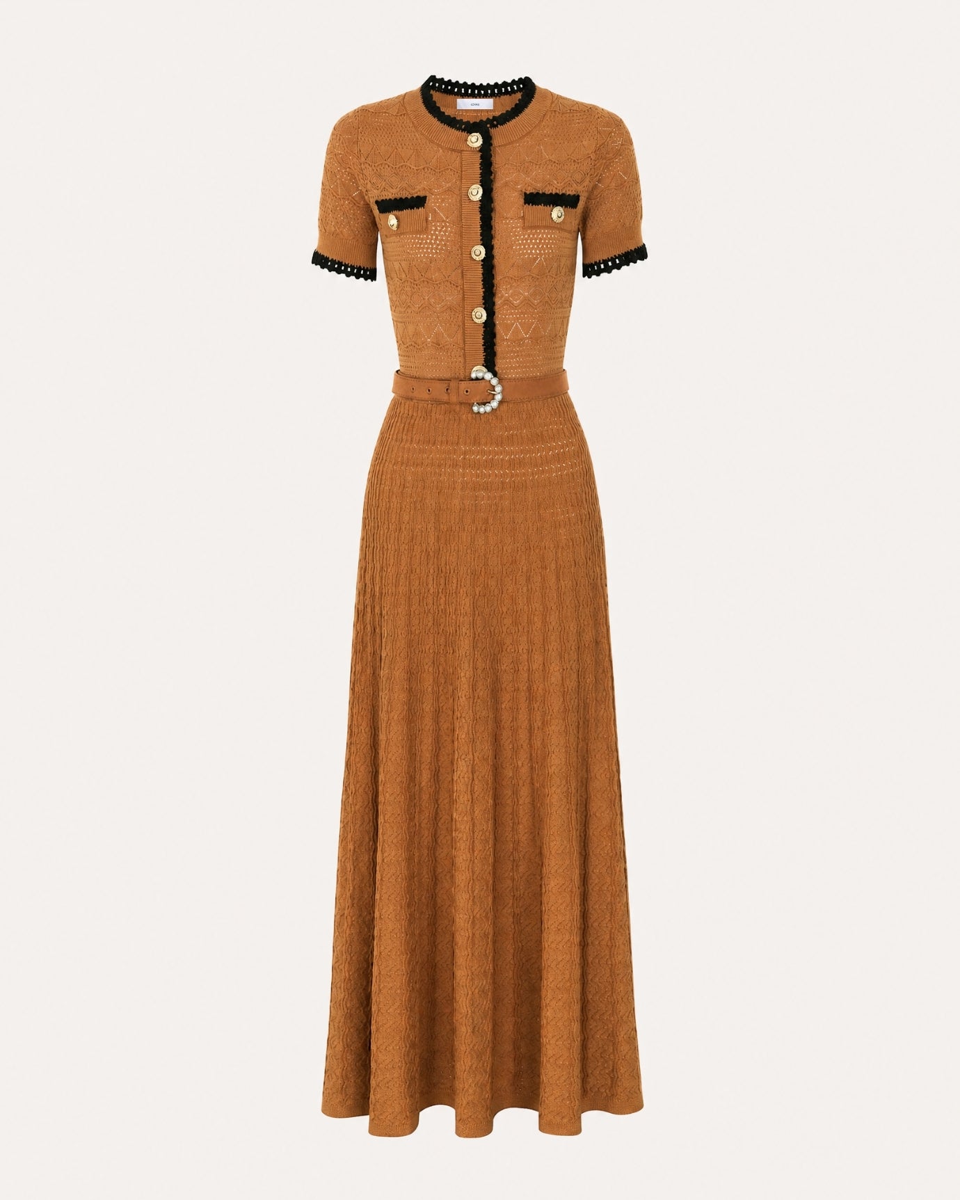 Slim-Fit Waist Short-Sleeve Long Dress