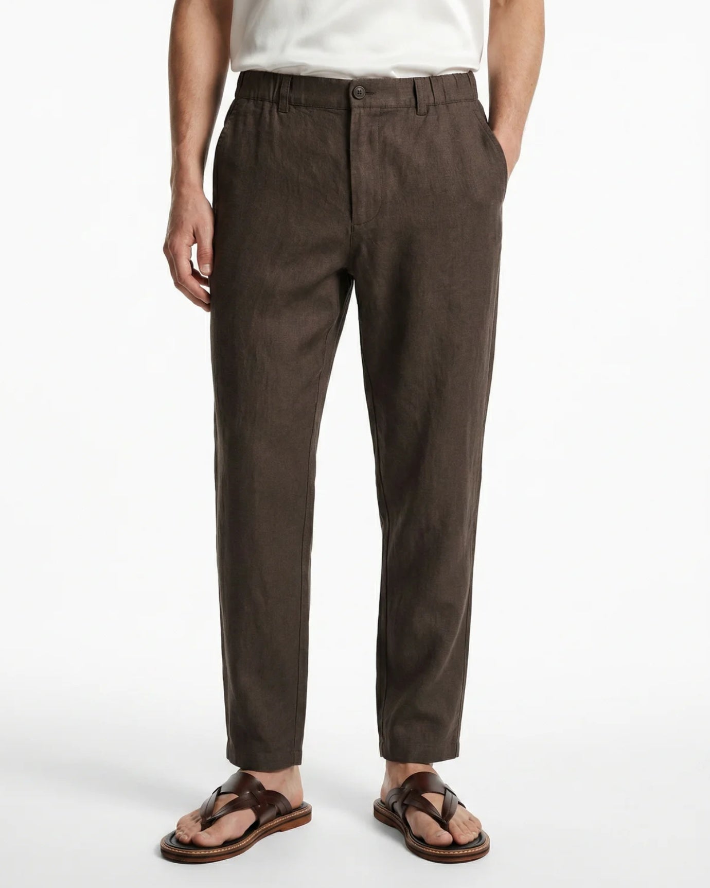 Marbella Linen Trousers – Elastic Waist Relaxed Fit