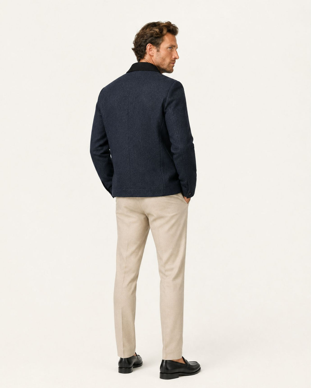 Light Collared Wrinkle-Resistant Wool Jacket