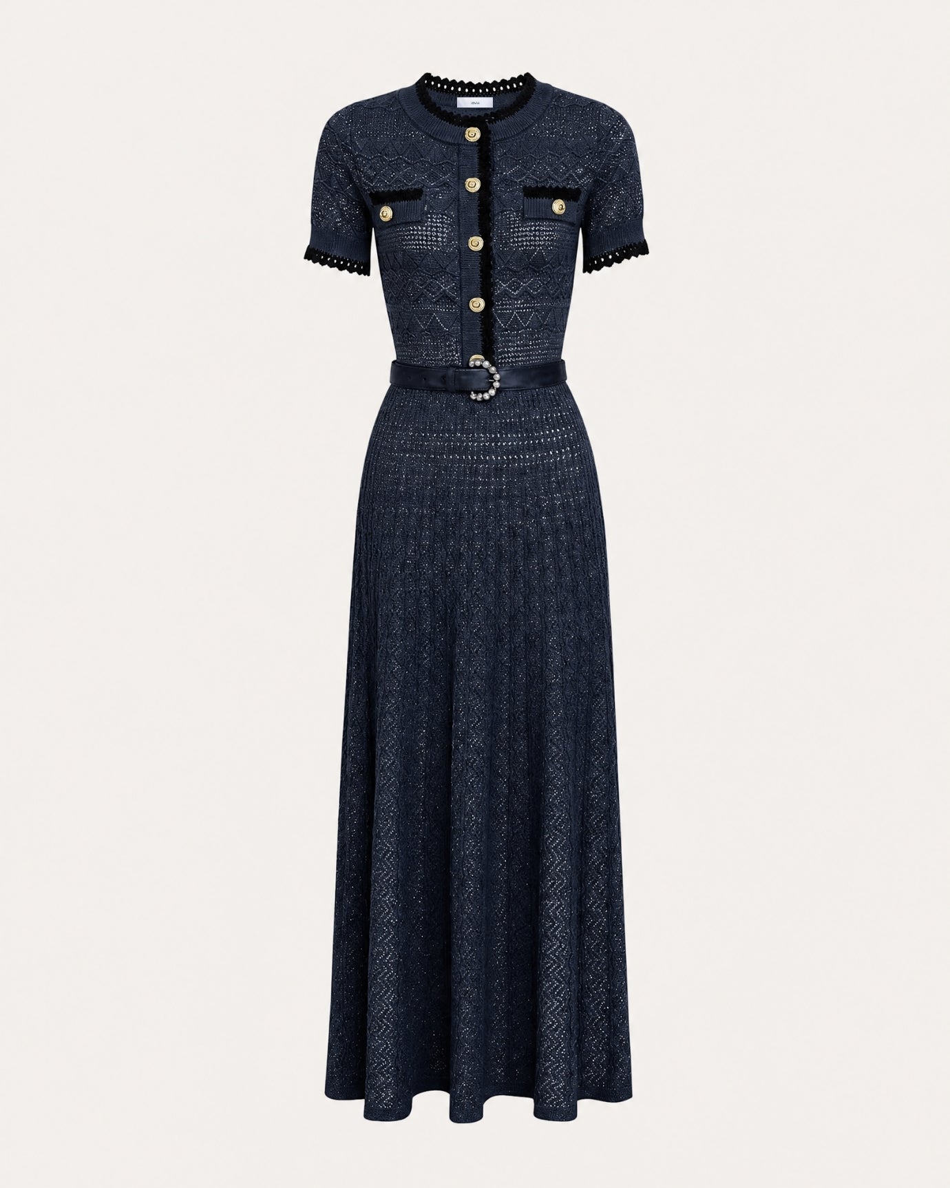 Slim-Fit Waist Short-Sleeve Long Dress