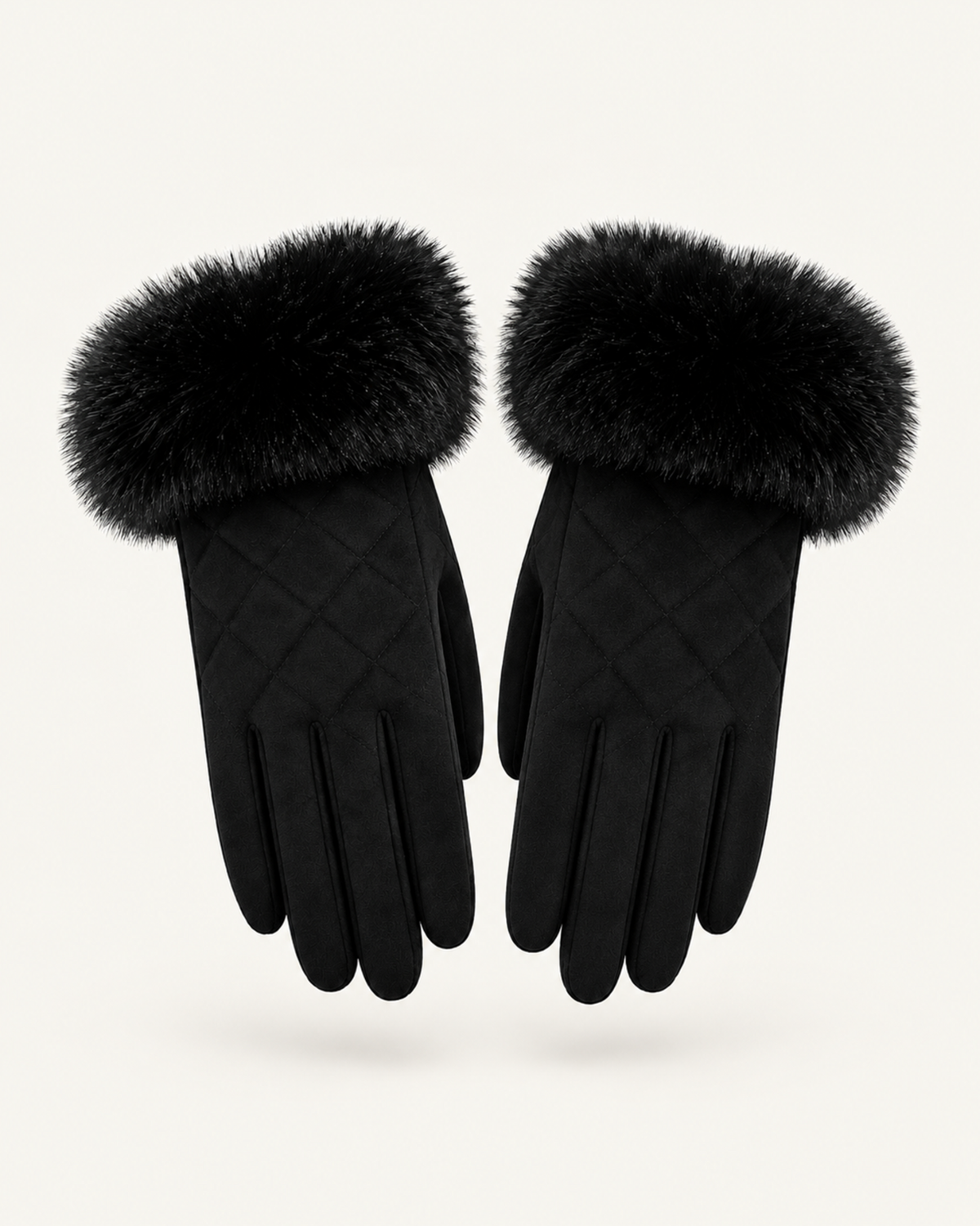 Divina Rhombus Quilted Plush Velvet Gloves