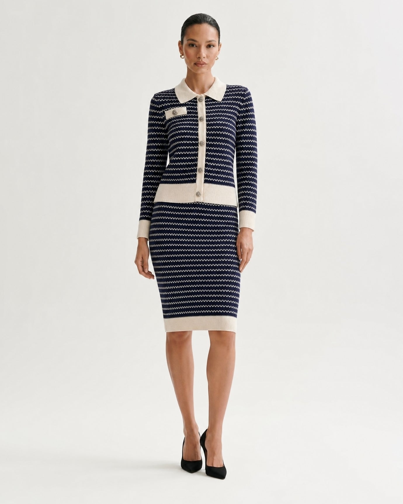 Kiara Royal Blue Set Cardigan & Skirt