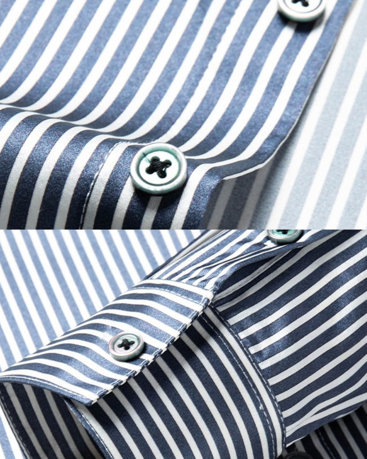 100% Mulberry Silk Long-Sleeve Striped Shirt