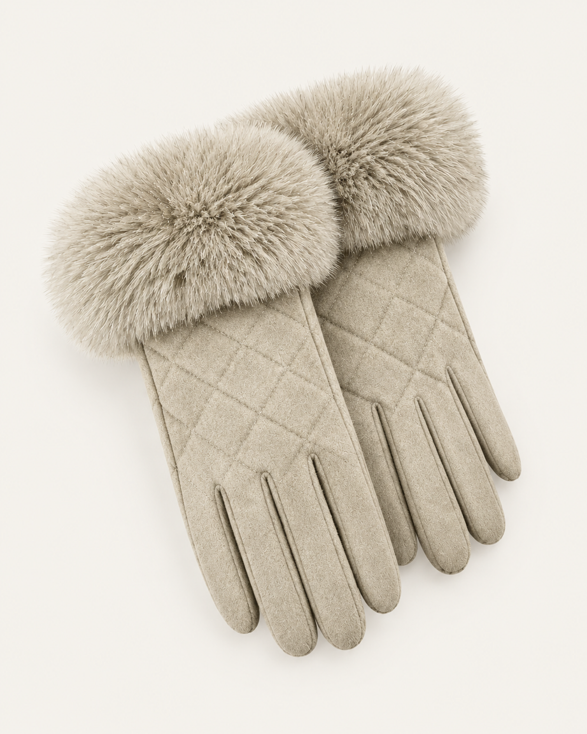 Divina Rhombus Quilted Plush Velvet Gloves