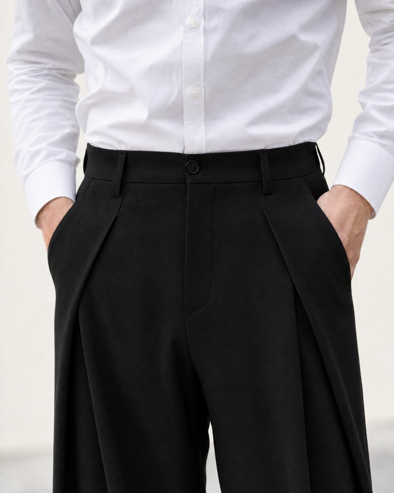 Pleated Drapey Trousers Textured Loose Straight Pants