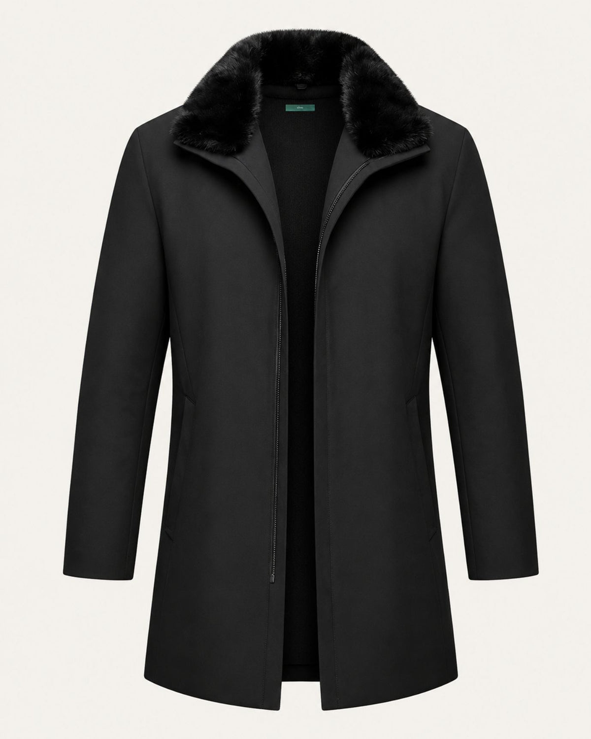 High-end Mid-Length Mink-Lined Parka with Fur Collar