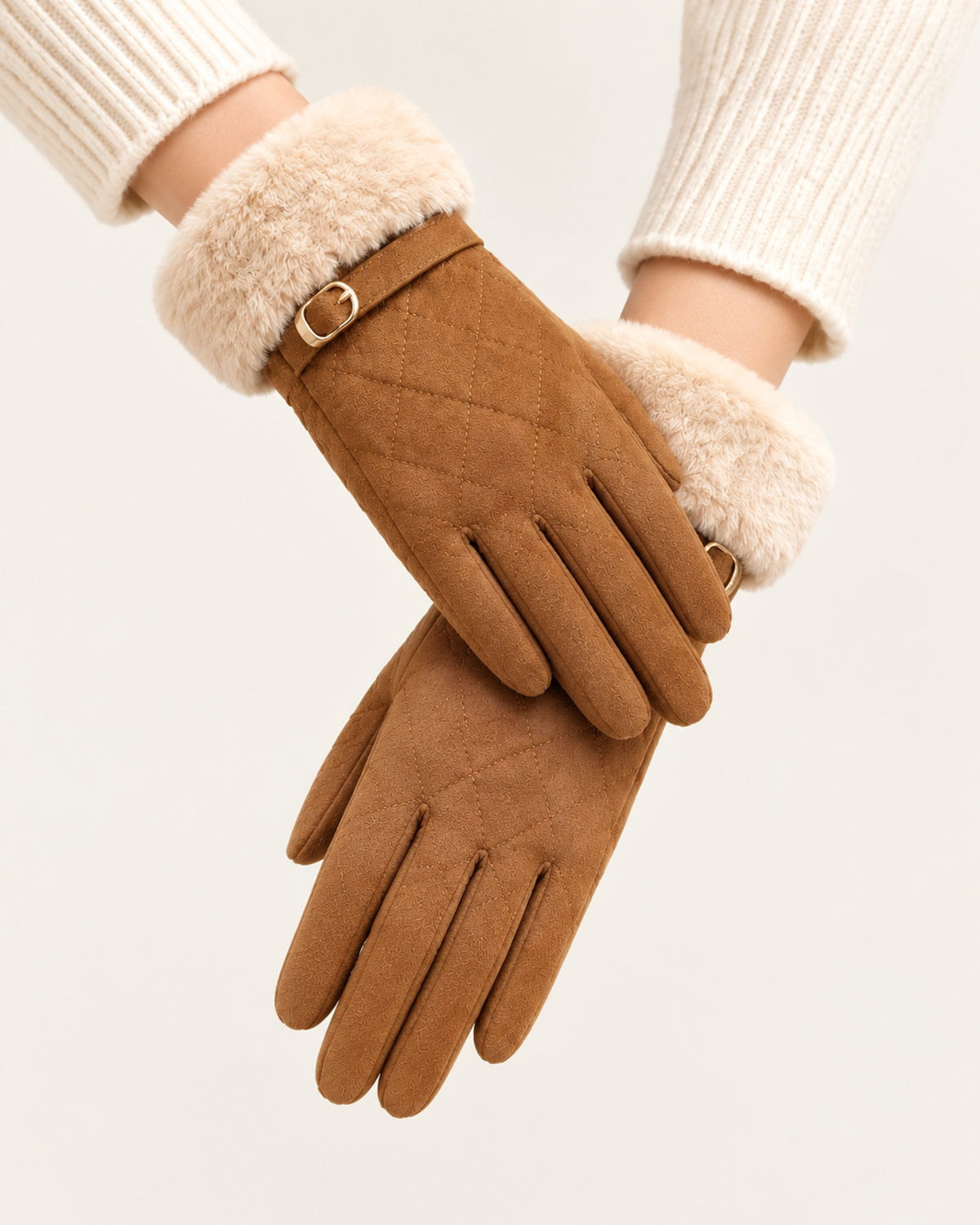 Divina Belt Buckle Plush Velvet Gloves