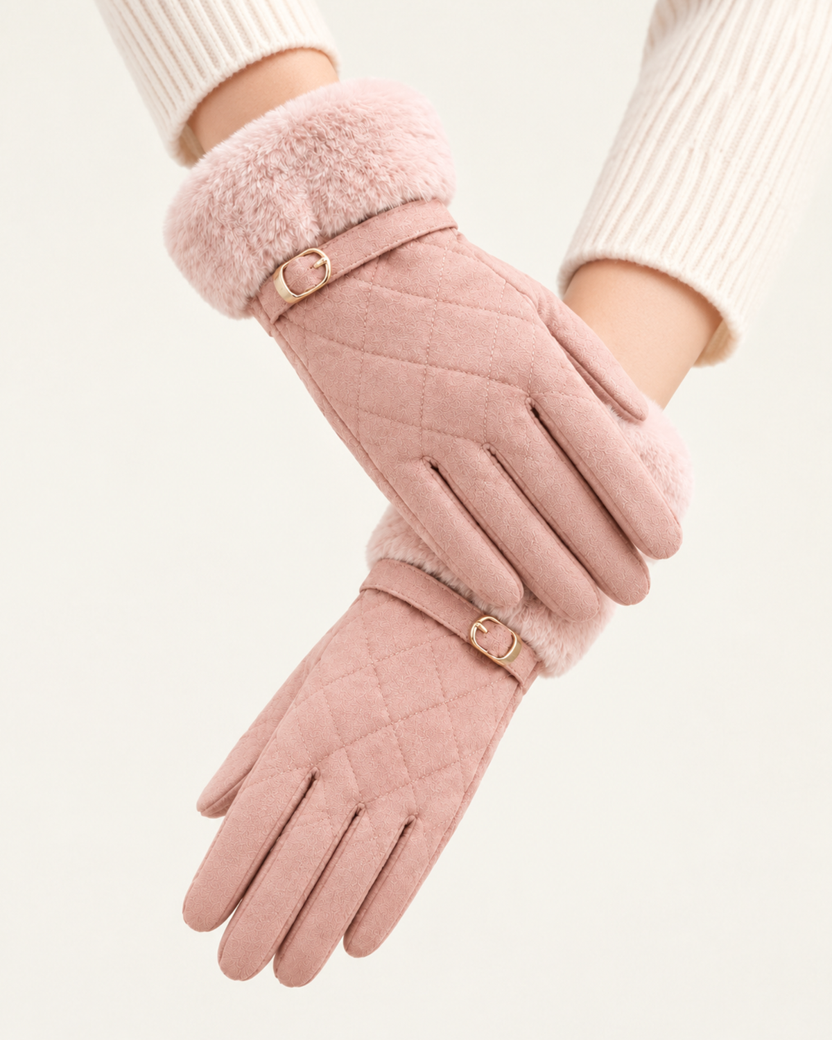 Divina Belt Buckle Plush Velvet Gloves