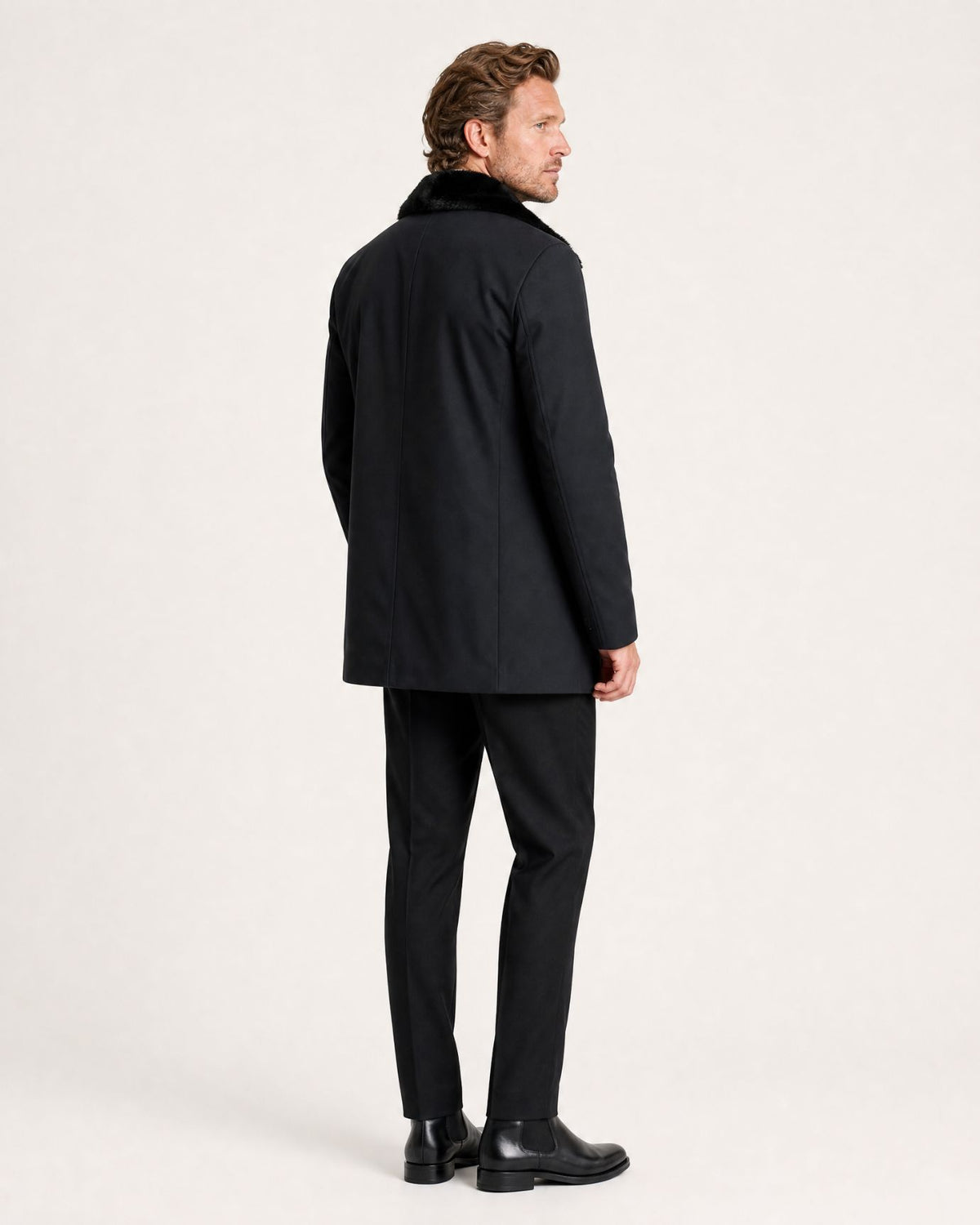 High-end Mid-Length Mink-Lined Parka with Fur Collar