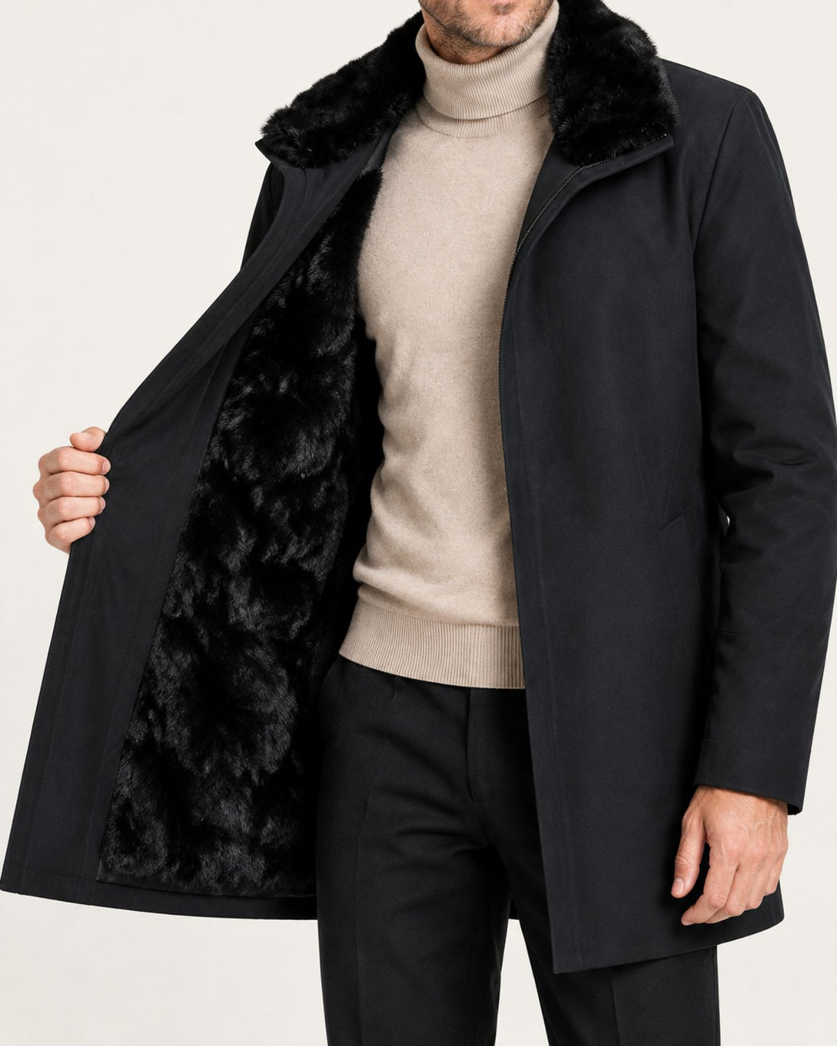 High-end Coat Mid-Length Mink-Lined Parka with Fur Collar
