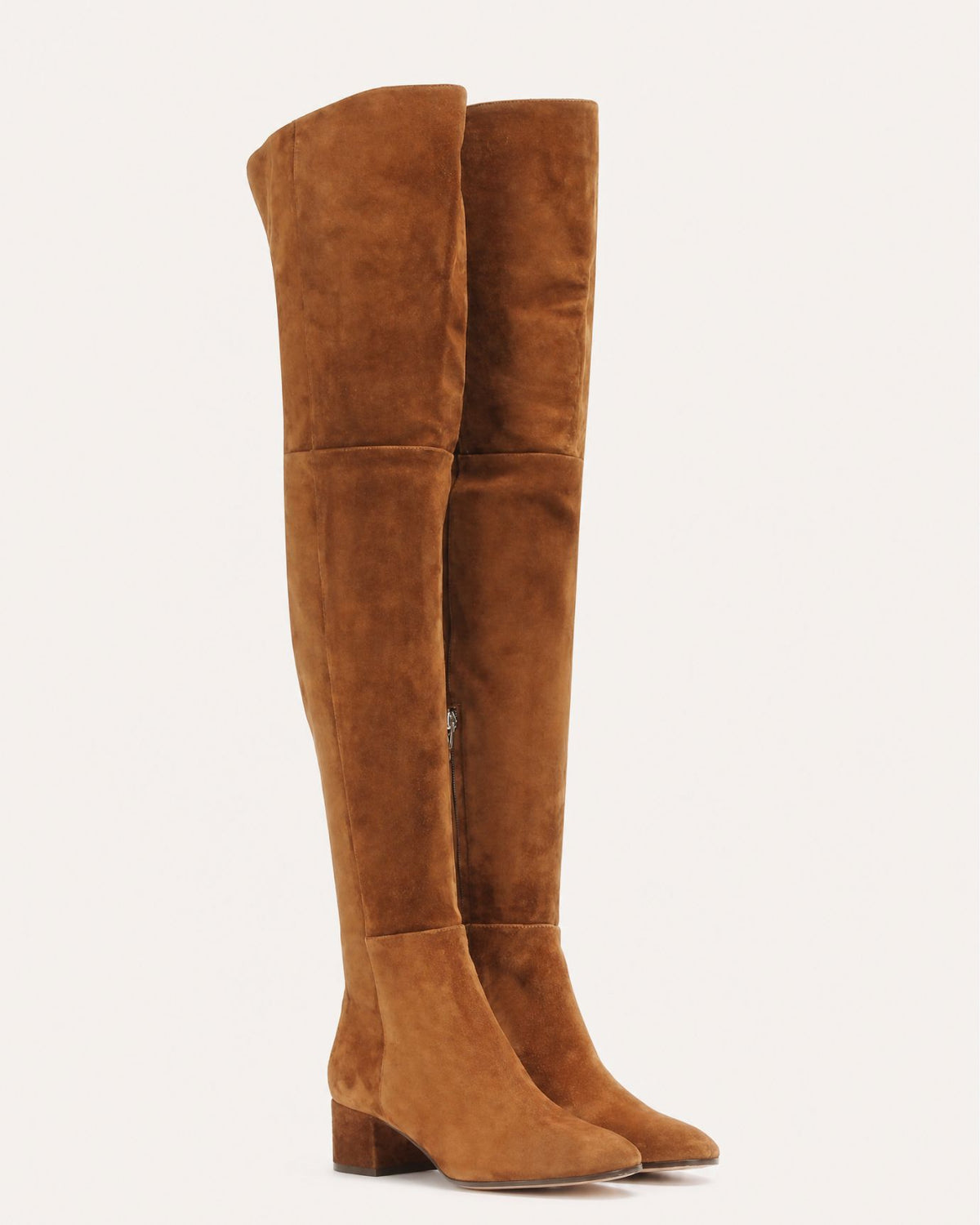 Round-Toe Low-Heel Over-the-Knee Leather Boots