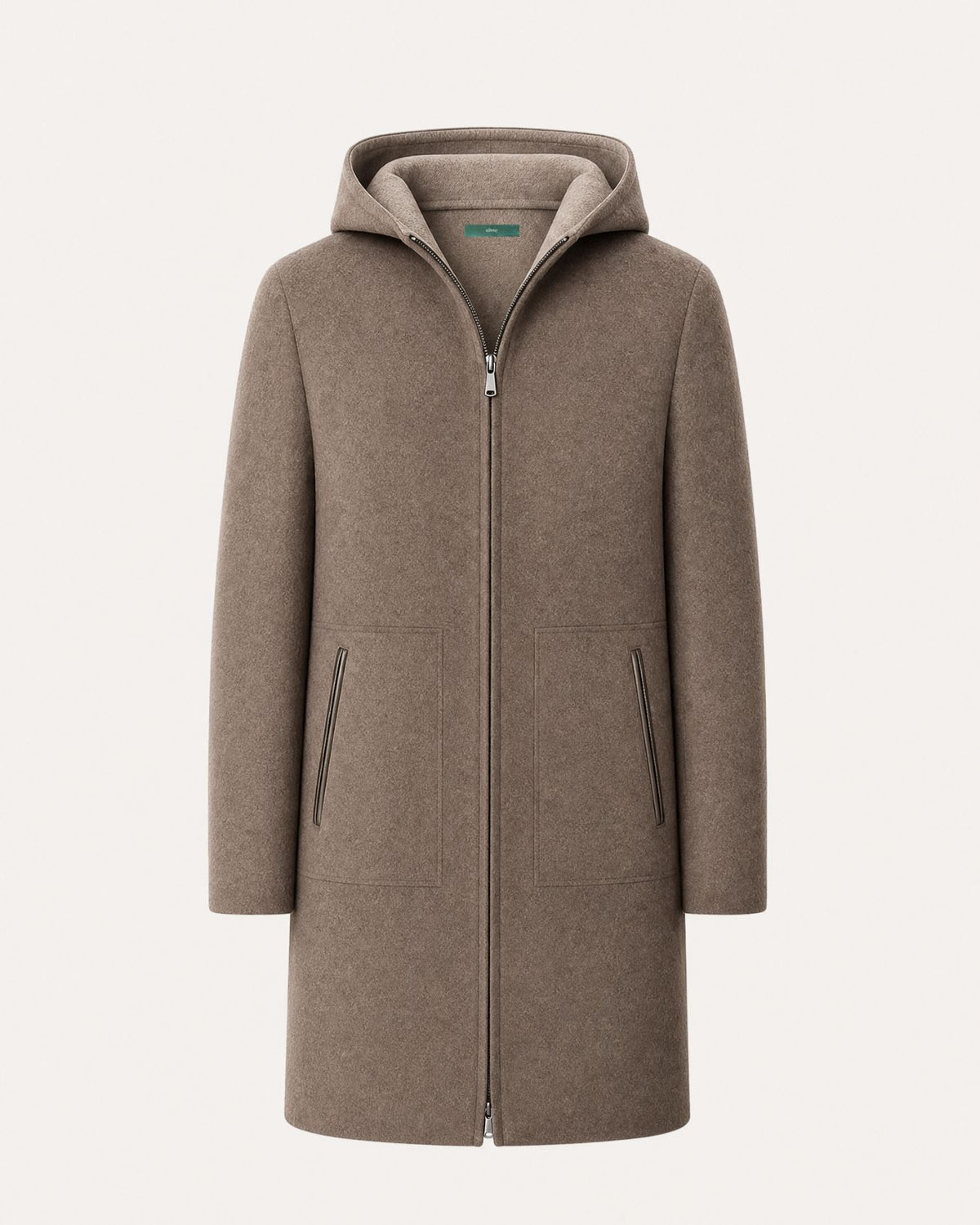 Hooded Double-Faced Wool Coat with Down Liner