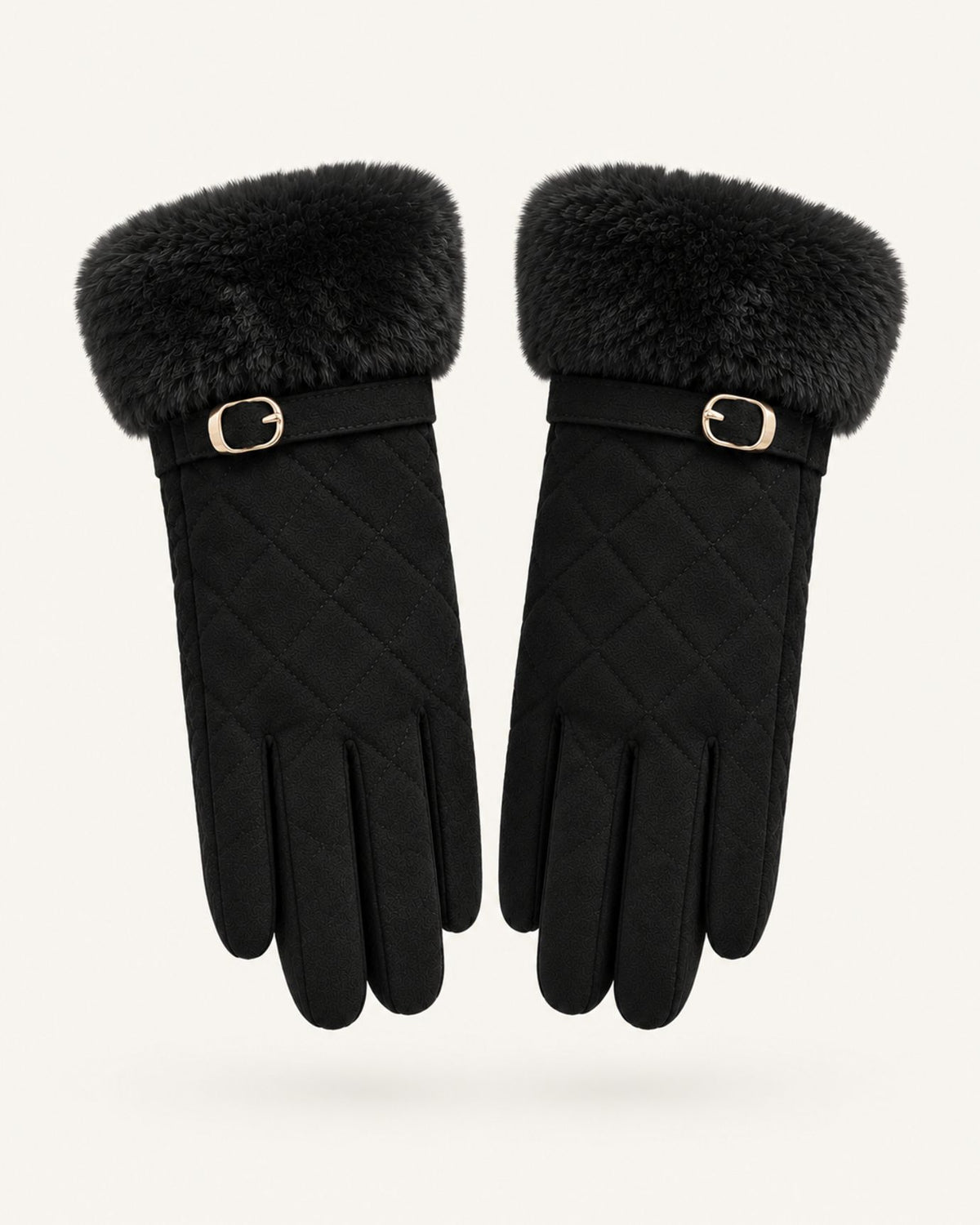 Divina Belt Buckle Plush Velvet Gloves