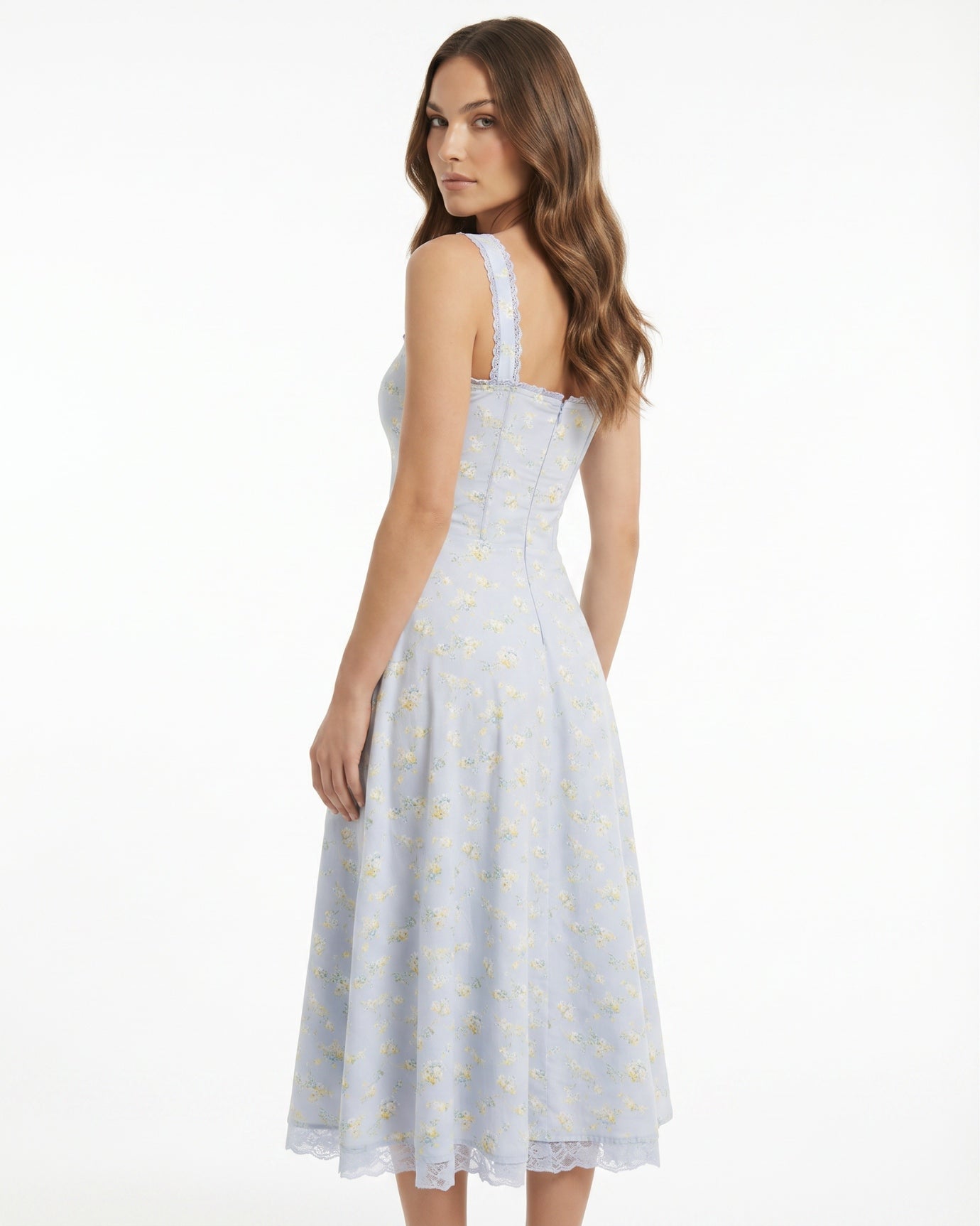Midi-Kleid im Blumenmuster (Französischer Stil)