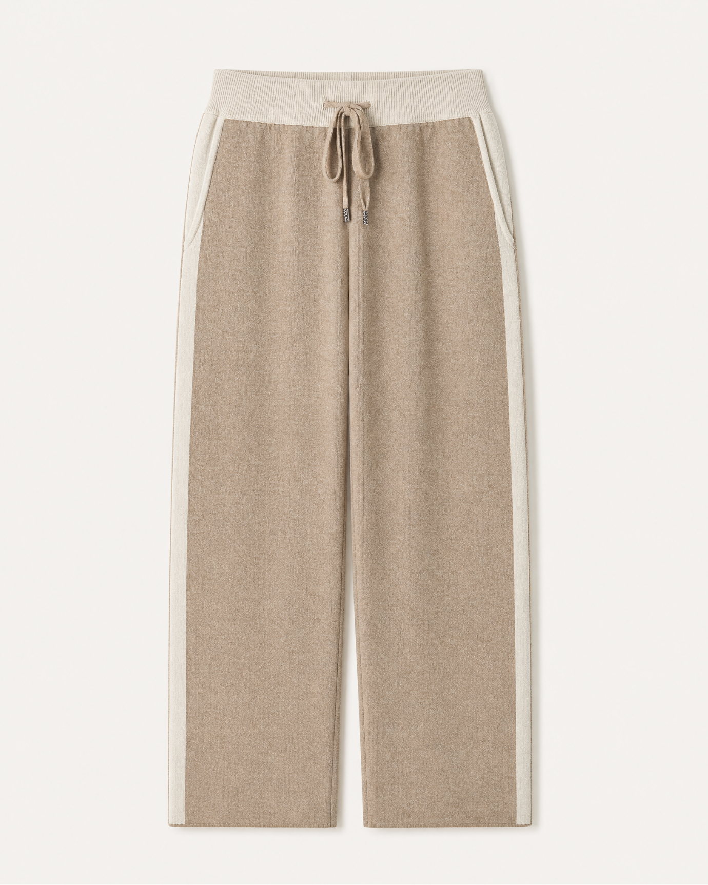 Cashmere Wide-Leg Heavyweight Pants with Stripes