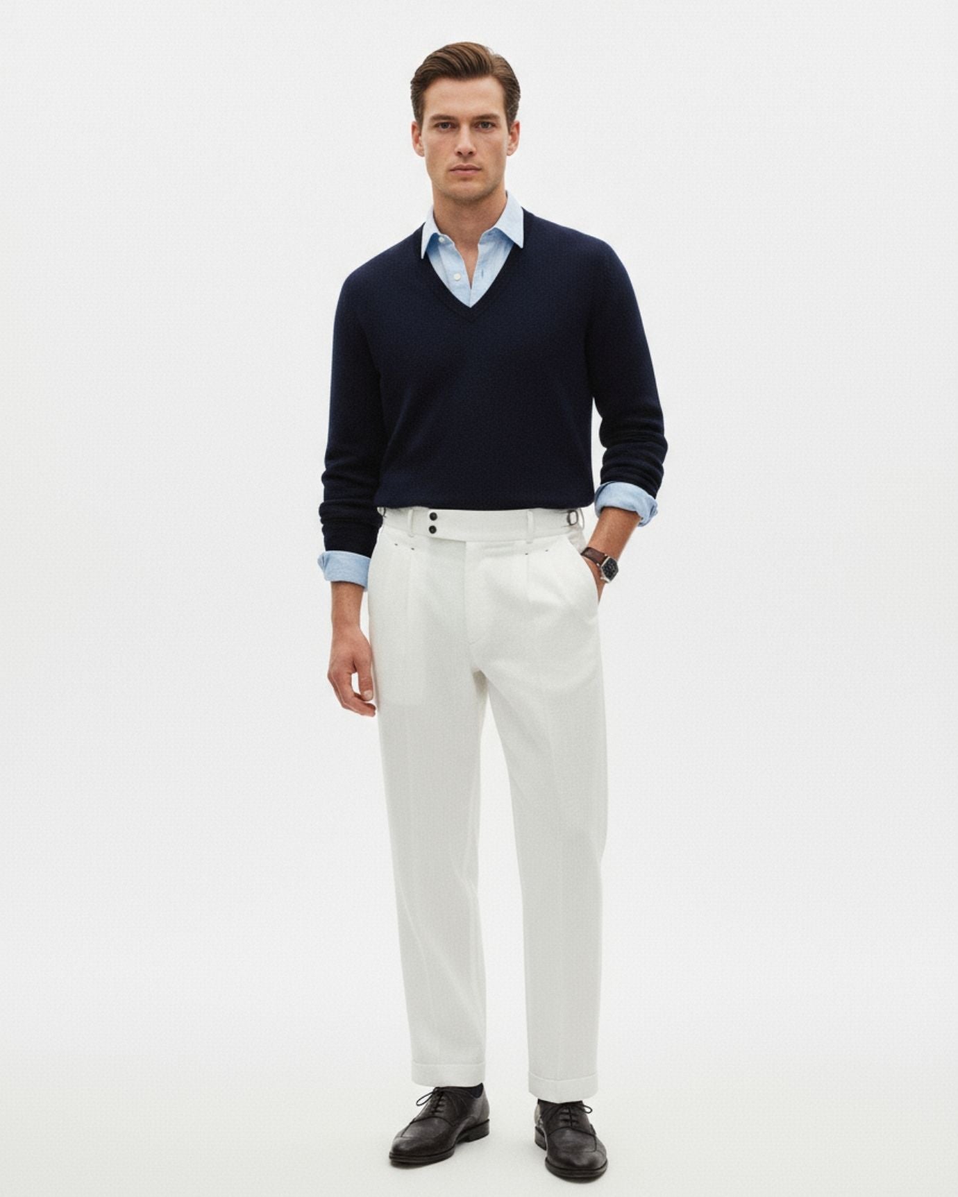 Pantalones de lino italiano Roma blancos