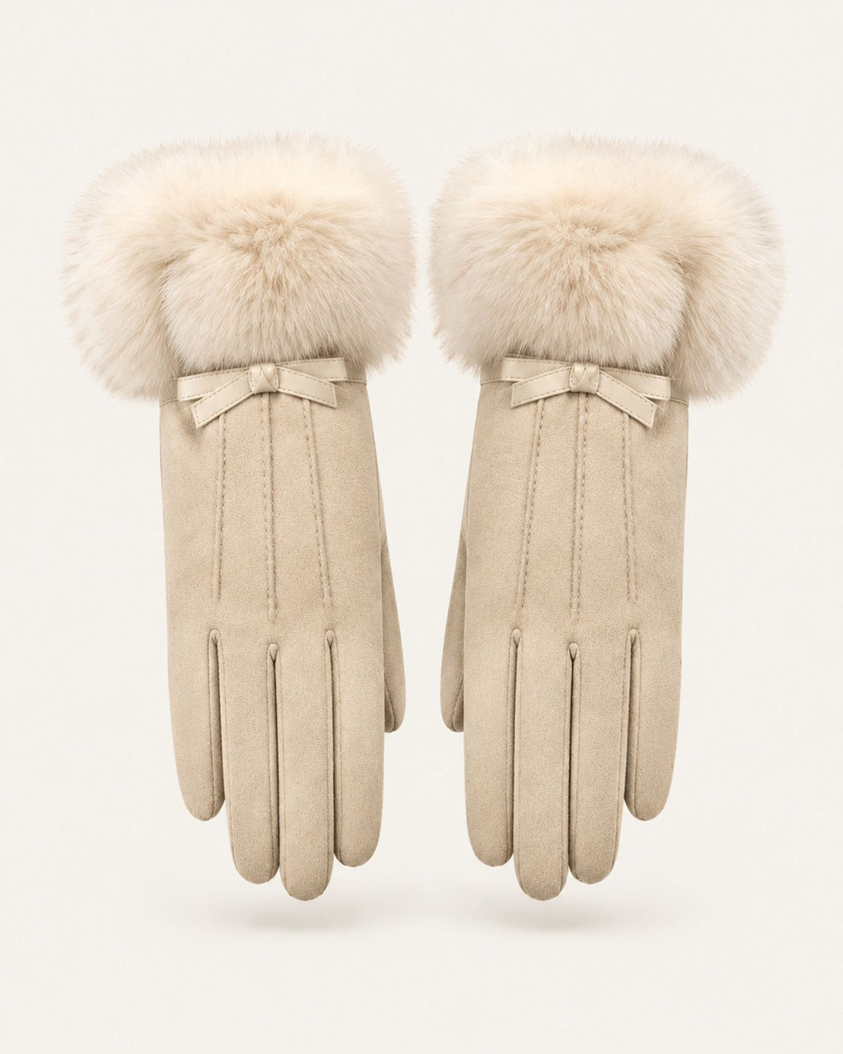 Divina Three-Rib Bow Plush Velvet Gloves