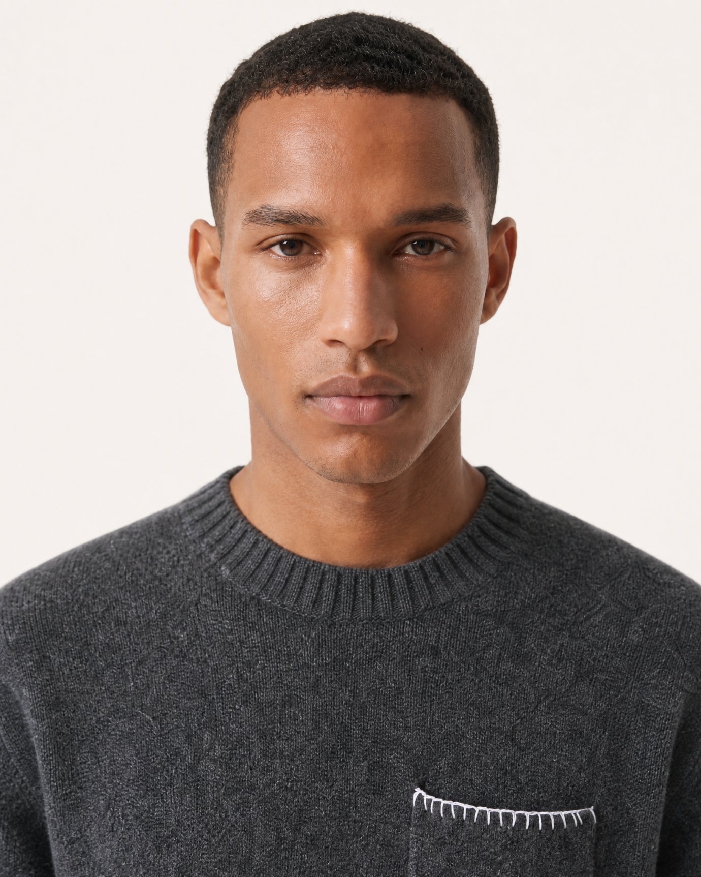 Five-Needle Thick Cashmere Crewneck Pullover