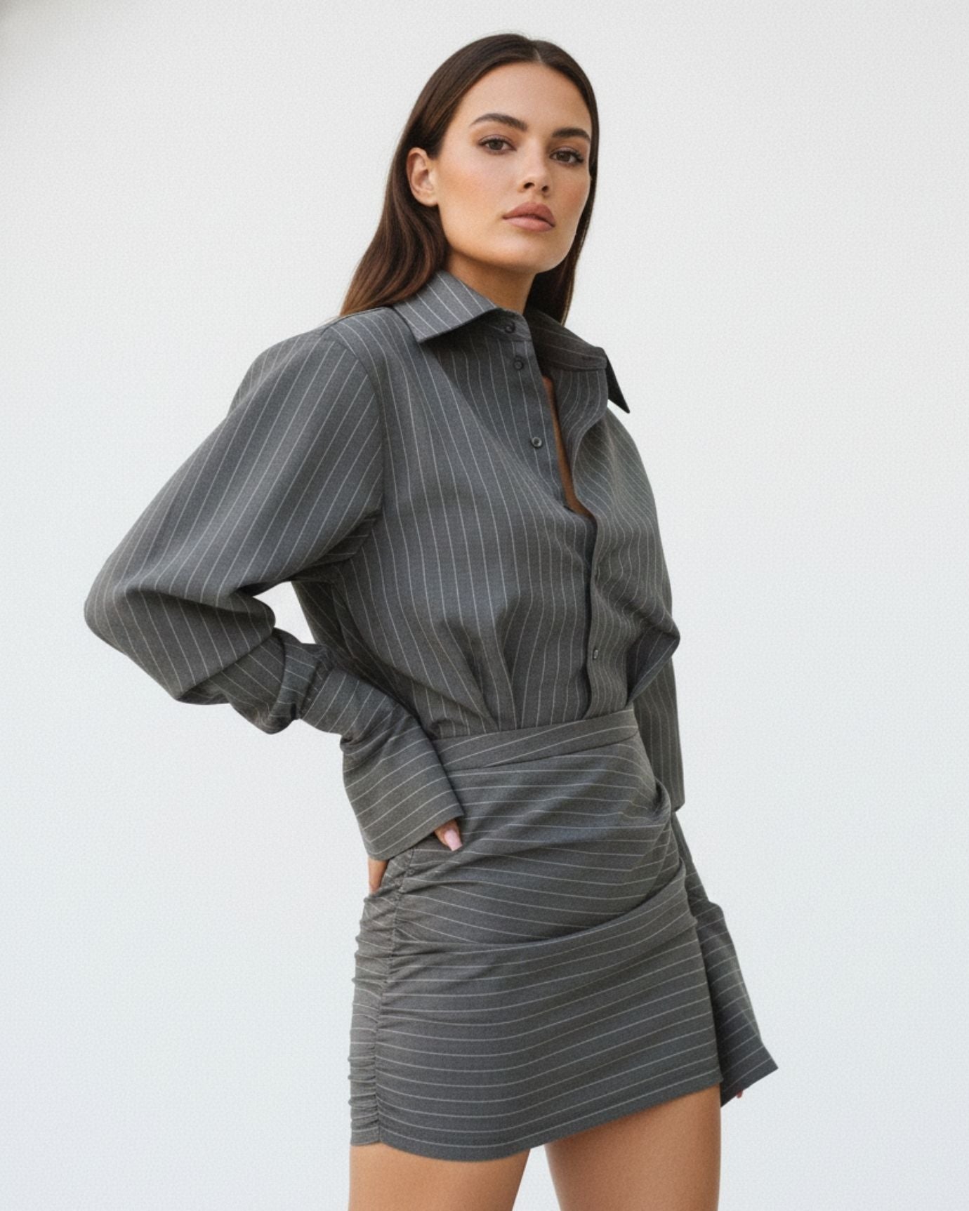 Bellice Two Set Striped Top and Skirt Two-Piece