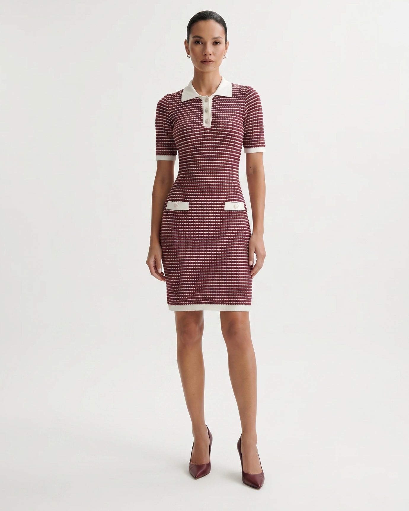 Eve Ice Silk Strickkleid Rot Weiß