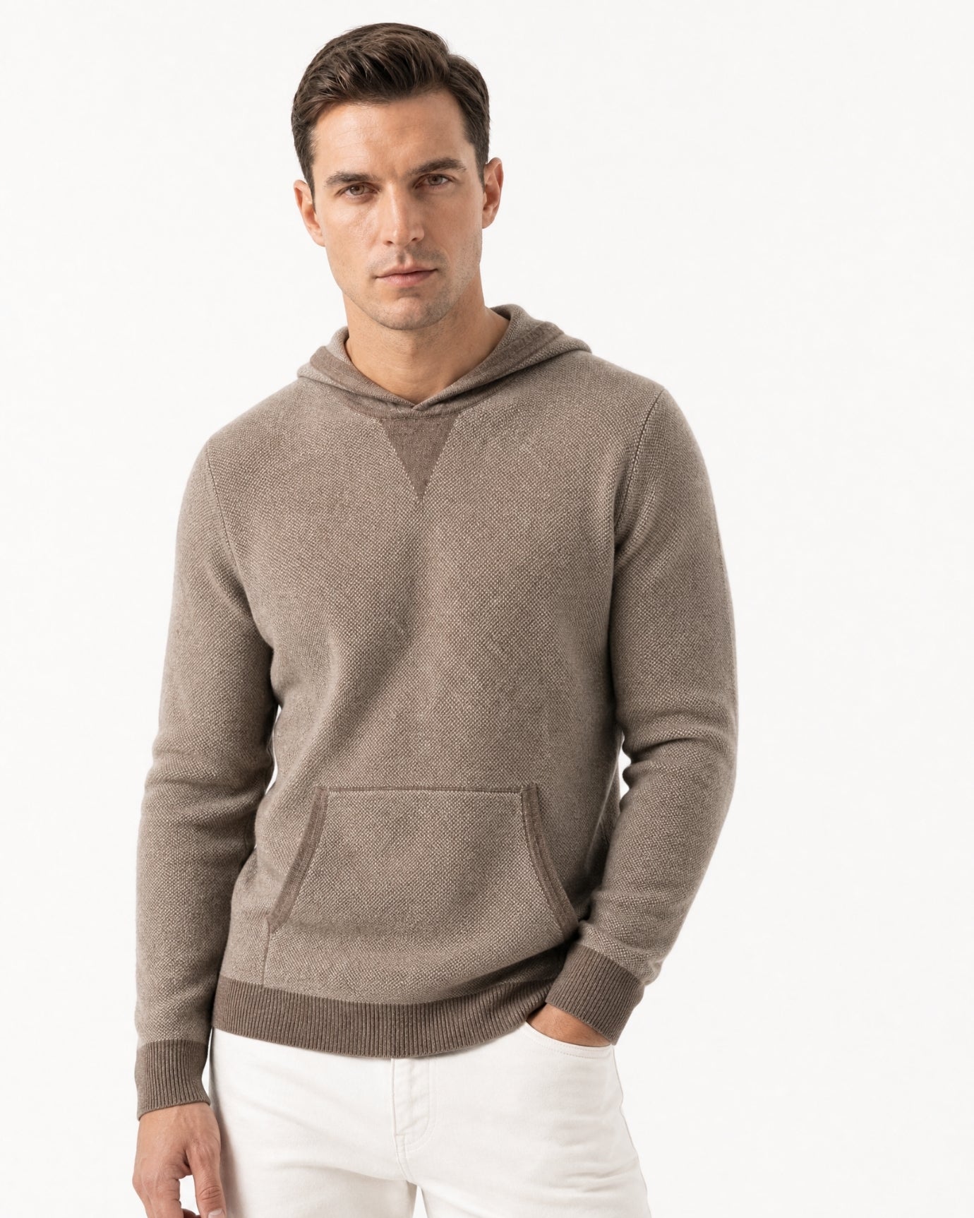 Marbella Solid Cashmere Knit Pullover Hoodie