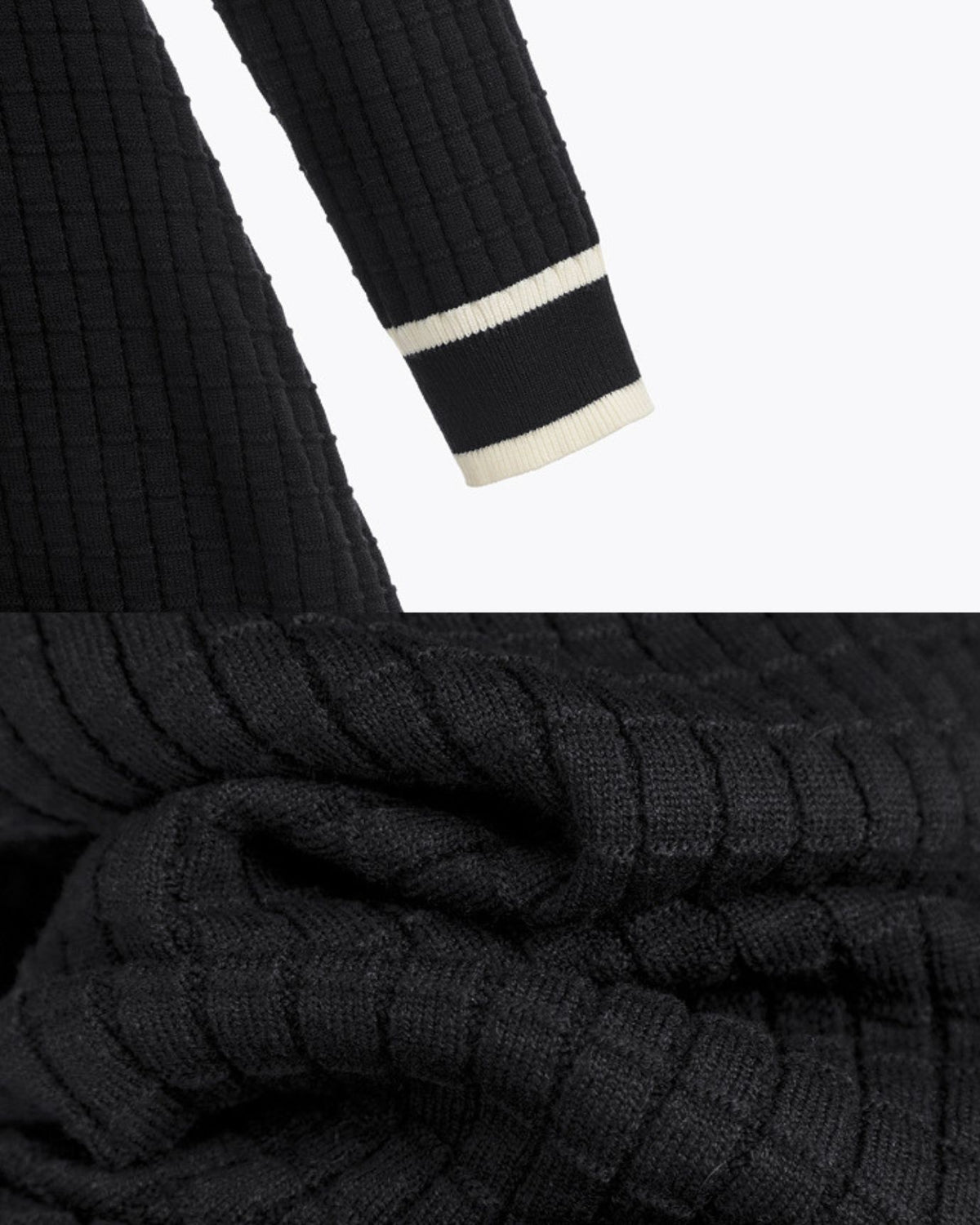 Kimberly Belted Slim-Fit Black Knit Dress