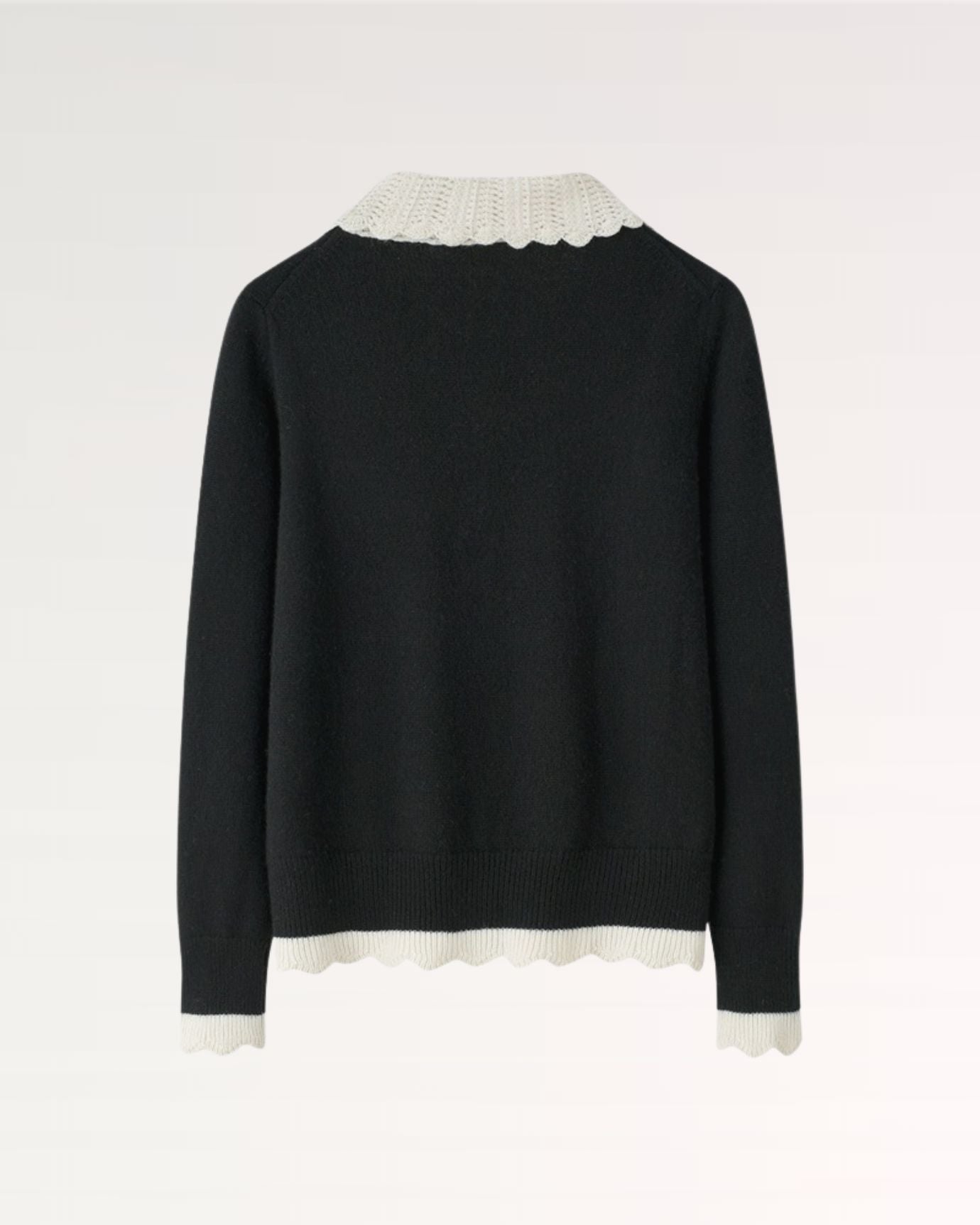 Back view of soft cashmere cardigan coat