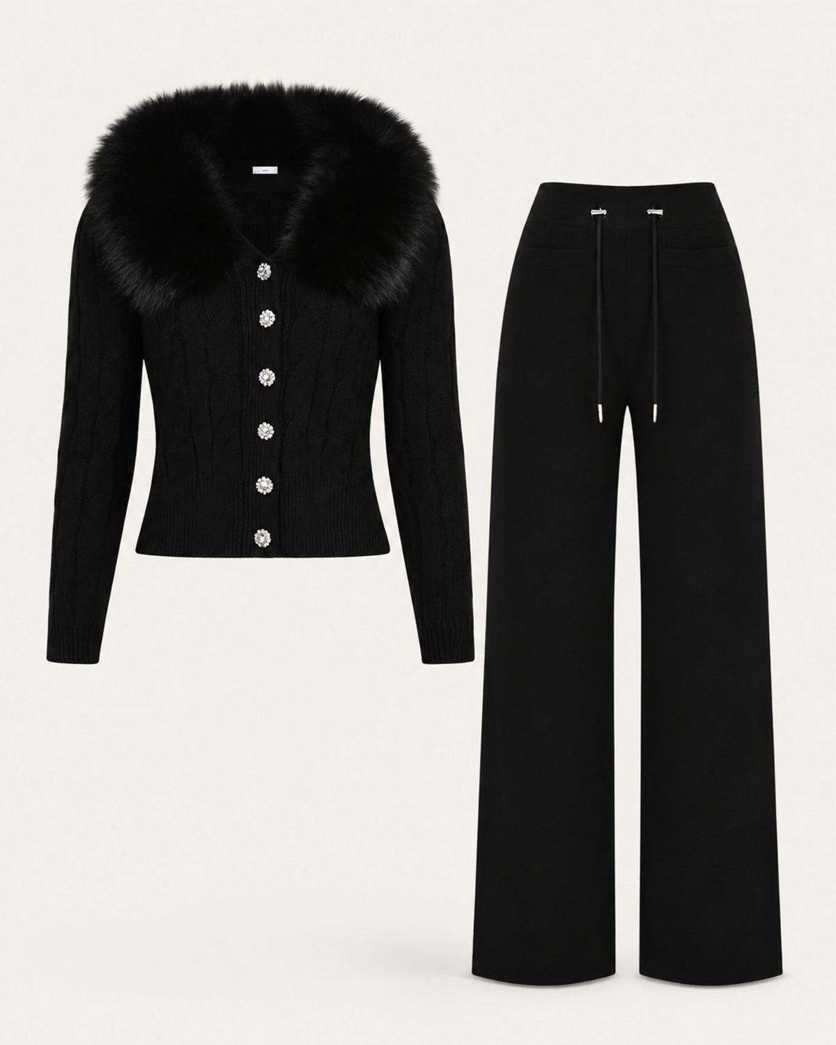 Rosy Slim-Fit Cardigan & Knit Pants Set