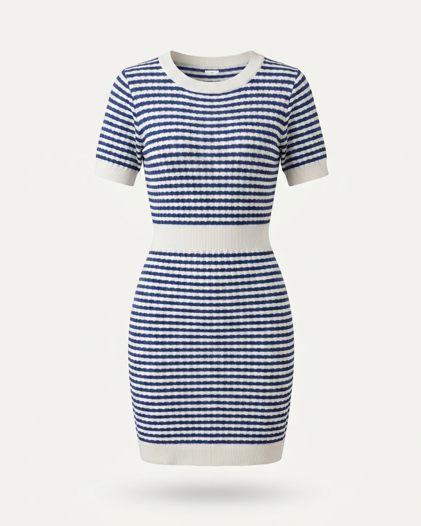 Blue Striped Contrast Dress, Blue / S