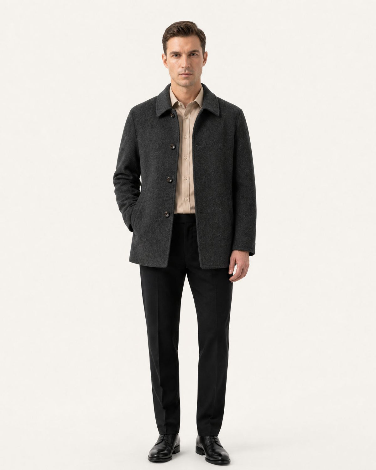 Hamptons Lined Wool Coat with Lapels